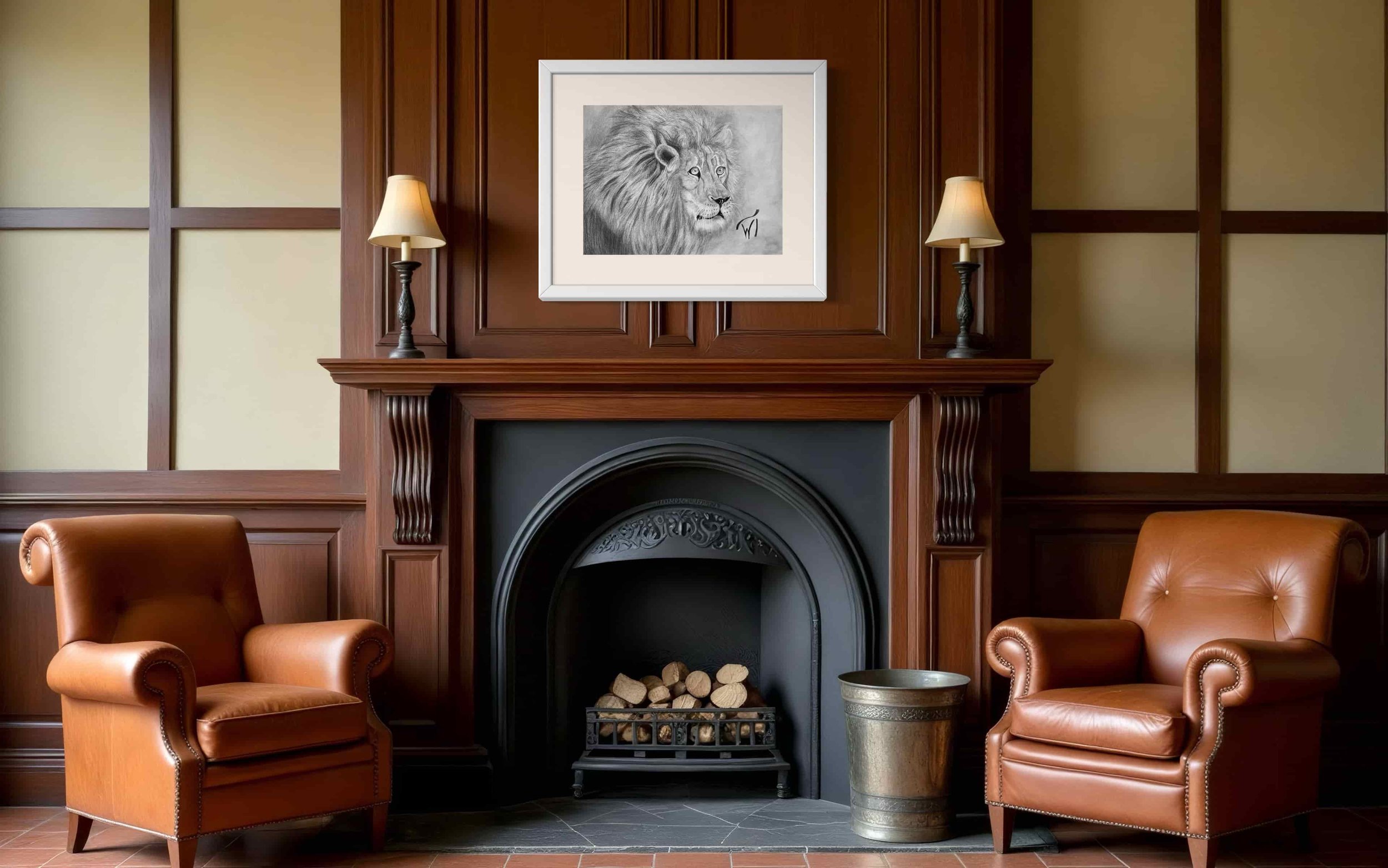 Japanese Luster African Lion wildlife print - Walter Telemans Art Studio