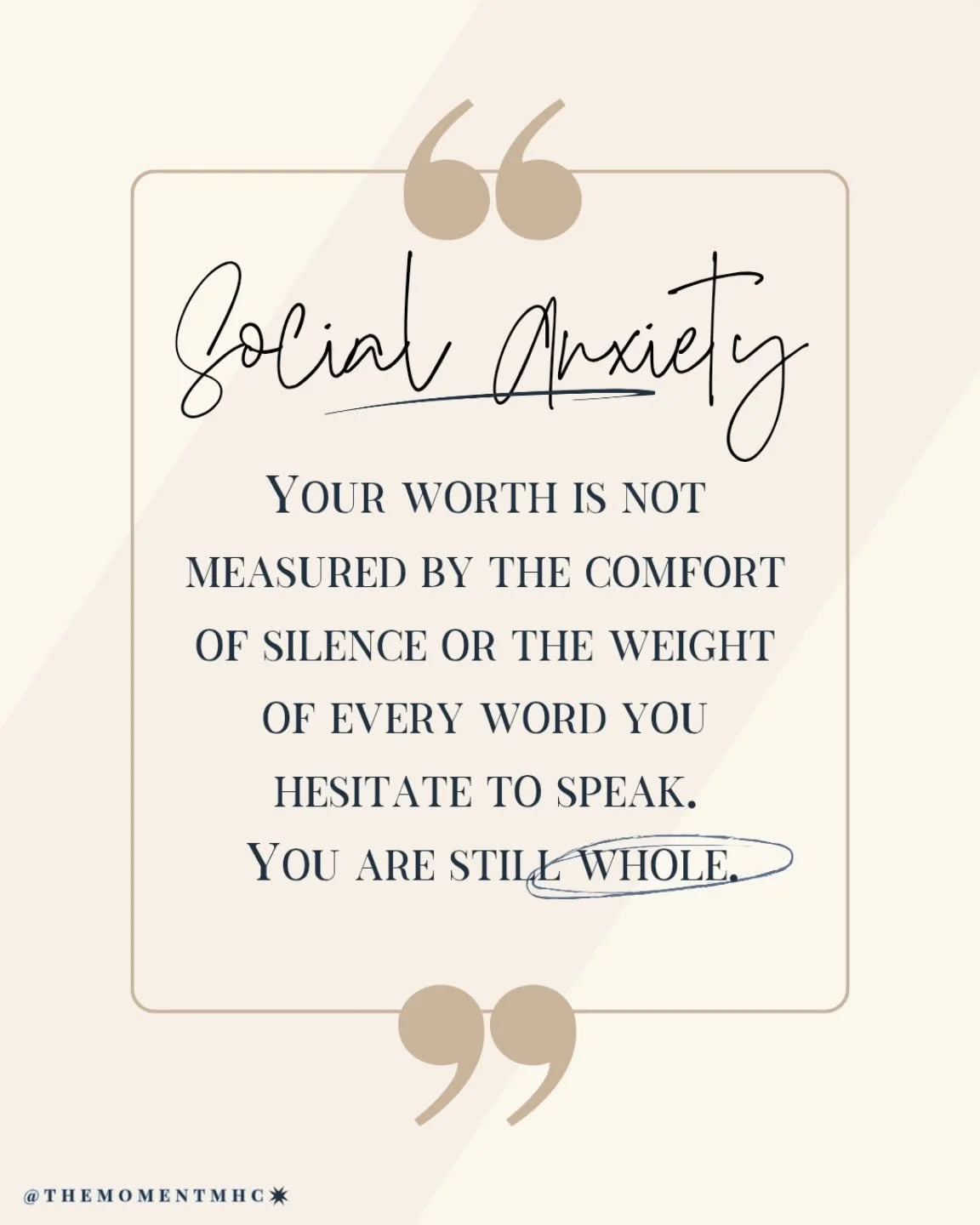 Social anxiety is common and treatable. It&rsquo;s not a flaw, but your brain&rsquo;s way of trying to protect you. 
Small steps-

#SocialAnxiety #MentalHealthMatters #YouAreNotAlone #AnxietySupport #EndTheStigma #SelfCompassion #MindfulLiving #Heali