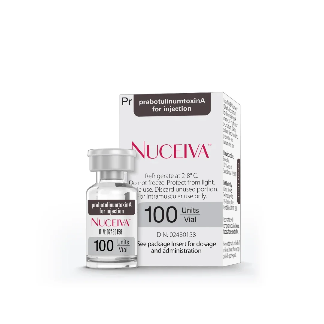 NUCEIVA (Botox) used to temporarily smooth moderate to severe vertical frown lines