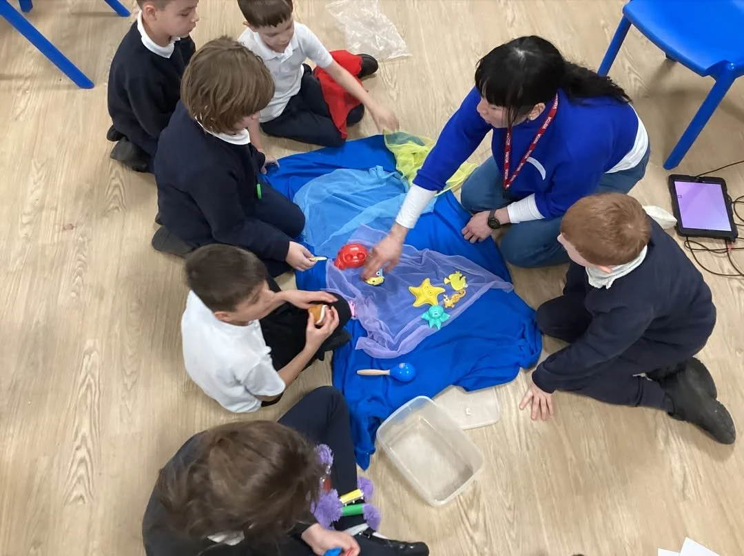 Creating an Octopuses garden diorama. A sensory activity to accompany music making