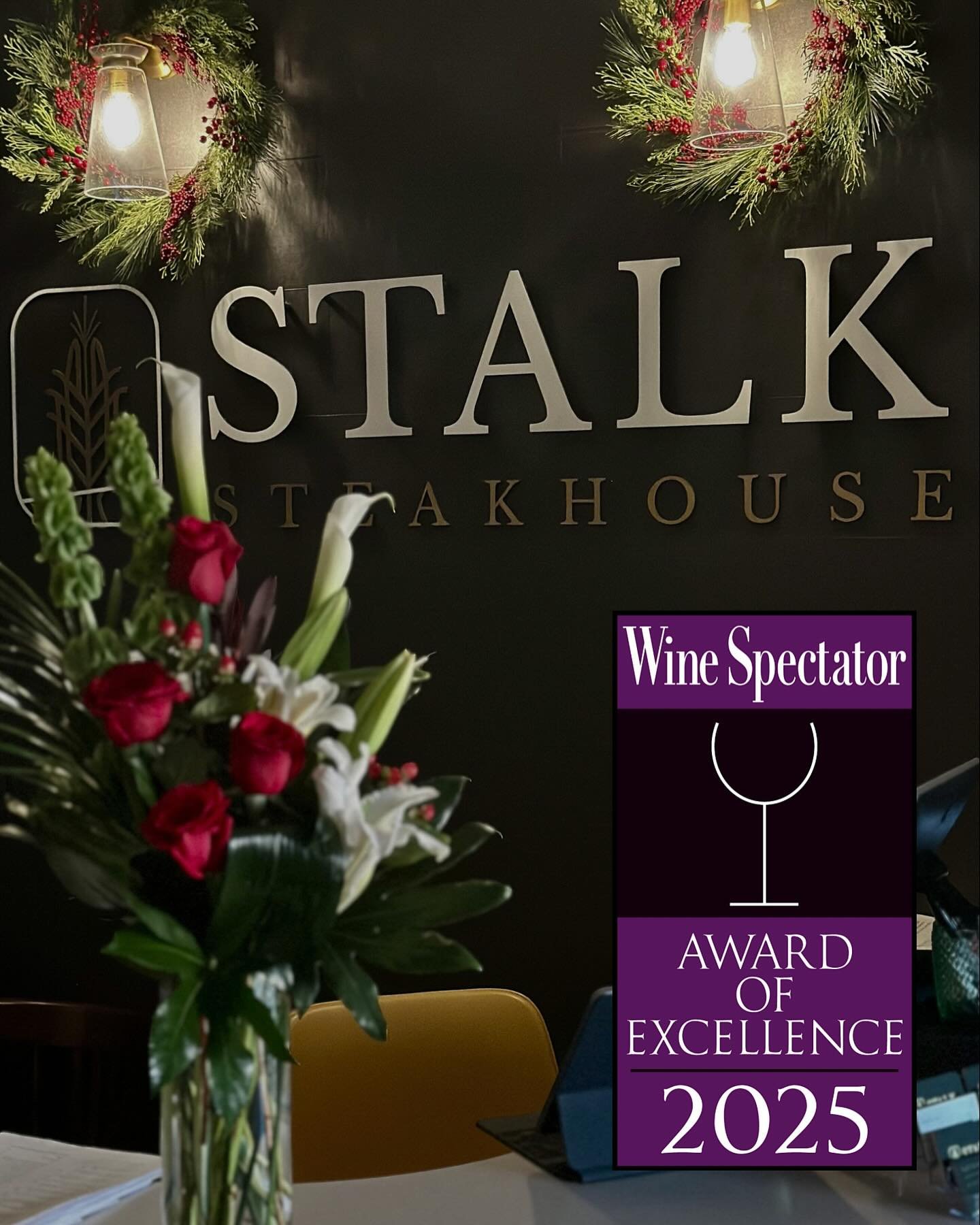 This one has been really hard to keep quiet. 

WE DID IT!!! 
I am personally and professionally overwhelmed with joy and gratitude. 
🍇❤️🍷❤️🥂❤️
Wow. This is humbling. 
Please share the good news for us!

Stalk Steakhouse has been honored for its ou