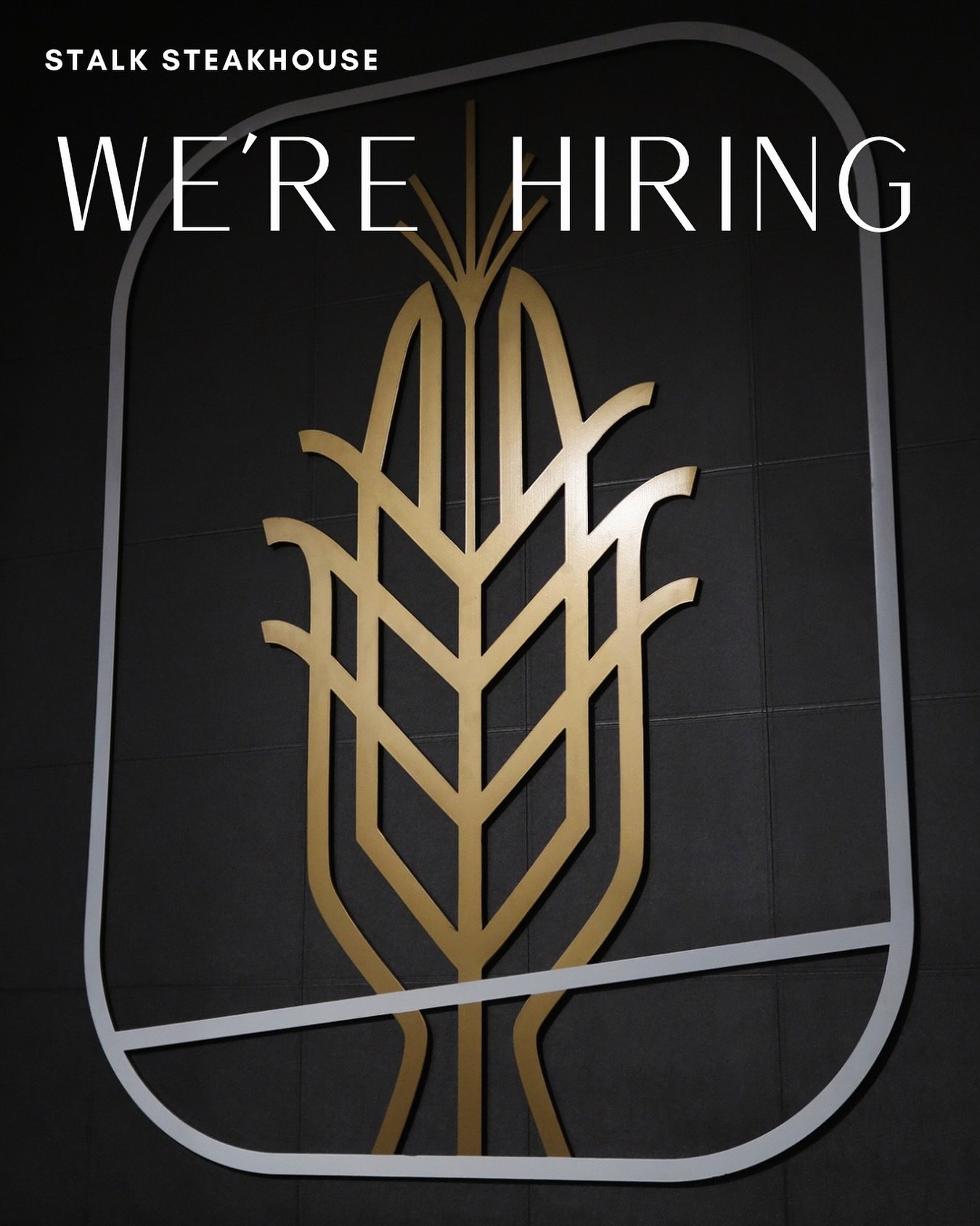We&rsquo;re hiring! We&rsquo;re looking to add a few people to our team here at Stalk.

Available positions&mdash;
&bull; Porter
&bull; Line Cook
&bull; Prep Cook

Send resumes to info@stalksteakhouse.com or apply in person by stopping in Wednesday t
