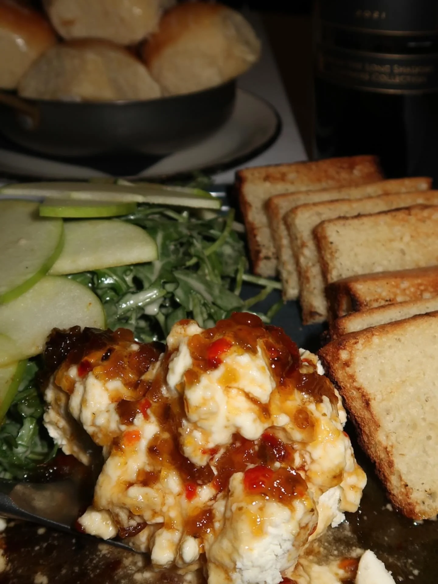 Whipped Goat Cheese + Pepper Jelly 🌶️

warm hatch chile jelly, grilled bread, champagne dressed arugula, and seasonal fresh apples.

One of our favorite starters and soon to be one of yours! 

Join us for dinner at Stalk with friends and loved ones 
