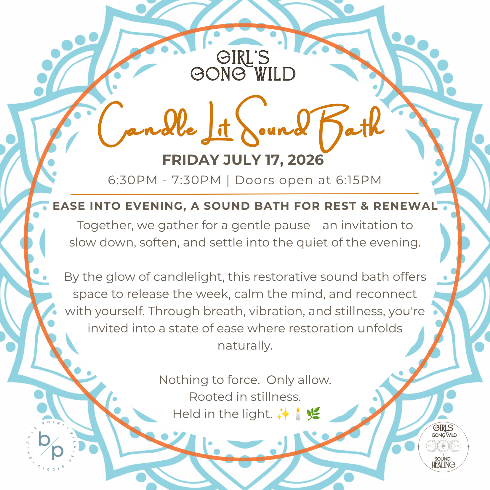 Balance Point Pilates Davis | Candle Lit Sound Bath | Friday July 17, 2026 6:30pm-7:30pm
