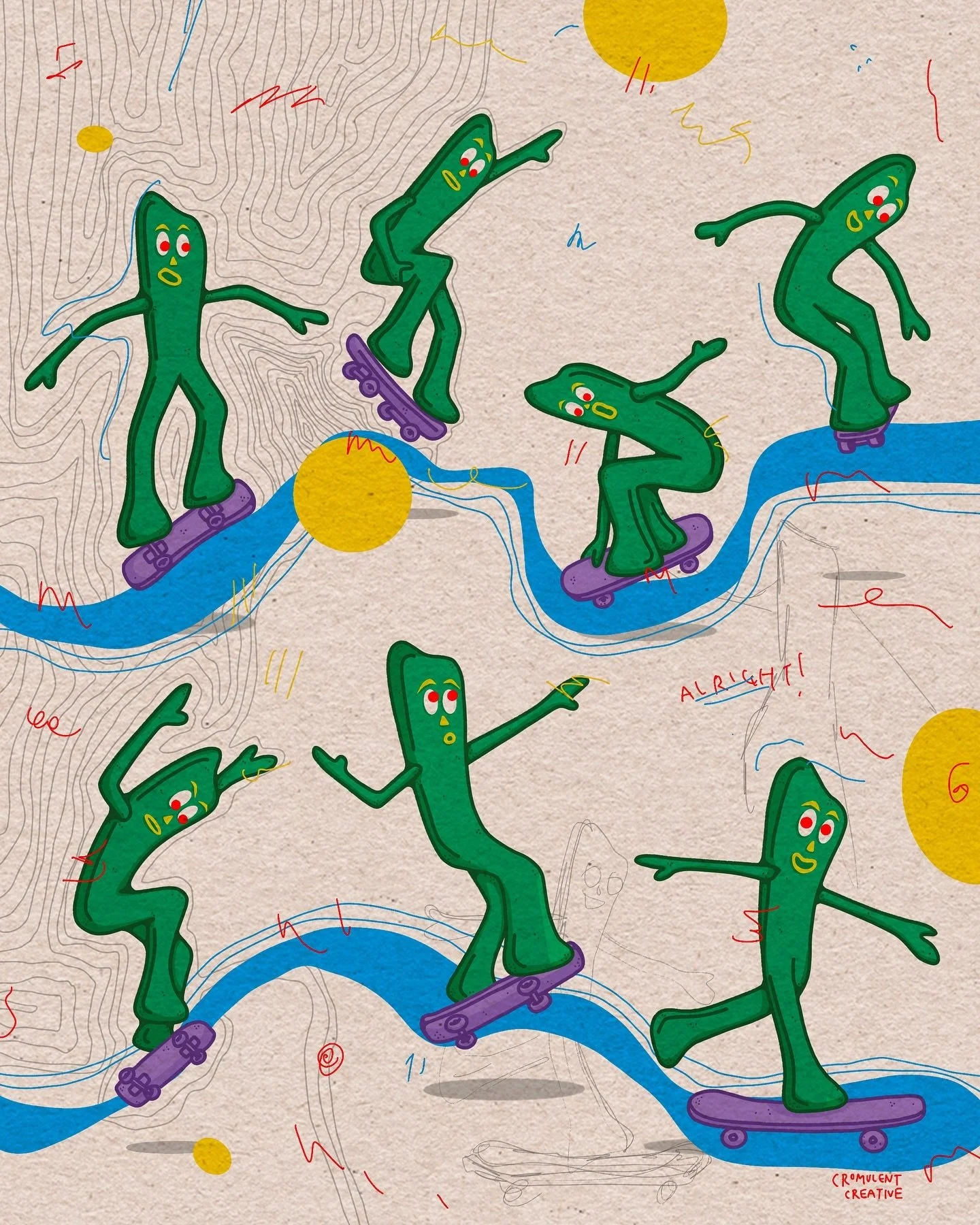 Alright! #gumby #illustration #digitalart #artistsoninstagram #cromulent #creative #skateordie