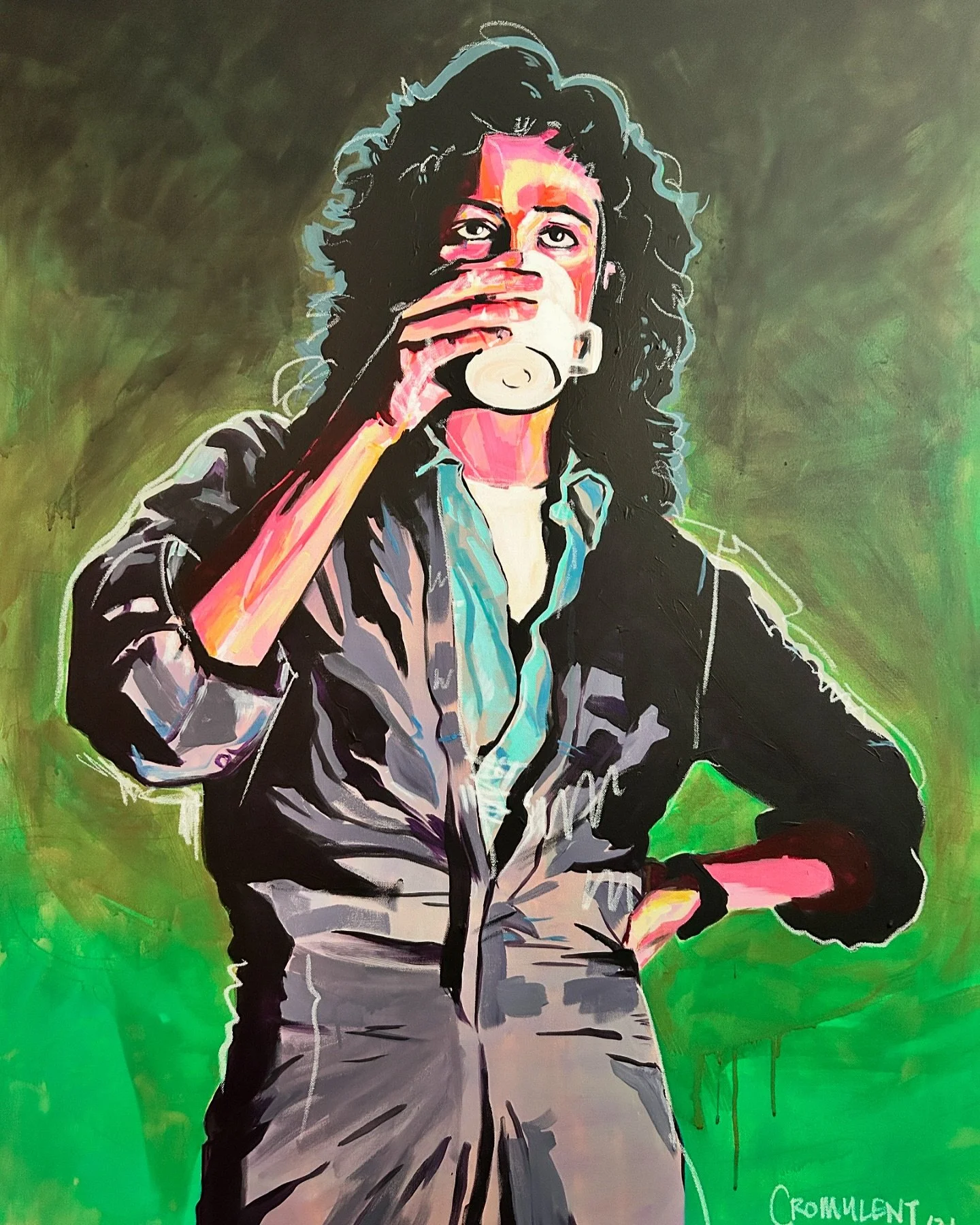 Who&rsquo;s your favorite Final Girl (and why is it Ripley)? Genevieve painted this coffee-drinkin&rsquo;, Alien-annihilating, badass to immortalize our lucky star. 👽✨
.
.
.
.
.
#alien #aliens #ripley #ellenripley #sigourneyweaver #xenomorph #space 