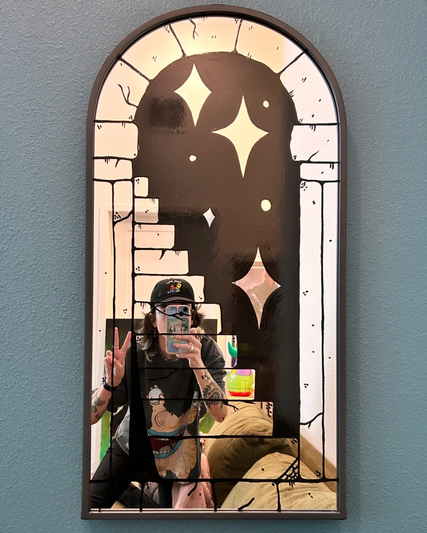 Painted a portal to the forgotten realms on this arched mirror. We don&rsquo;t really tinker with enamel paint very often so this was a fun (and frustrating) project for the heck of it. See ya on the other side!