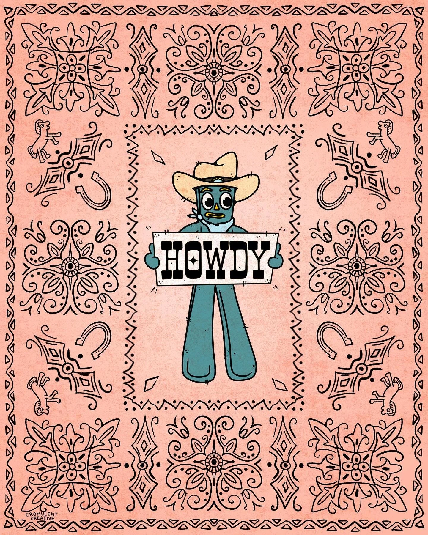 Just a little clay cowboy/our favorite Simpsons&rsquo; guest star 
.
.
.
.
#western #cowboy #gumby #pokey #illustration #digitalart #art #artistsoninstagram #cromulent #creative