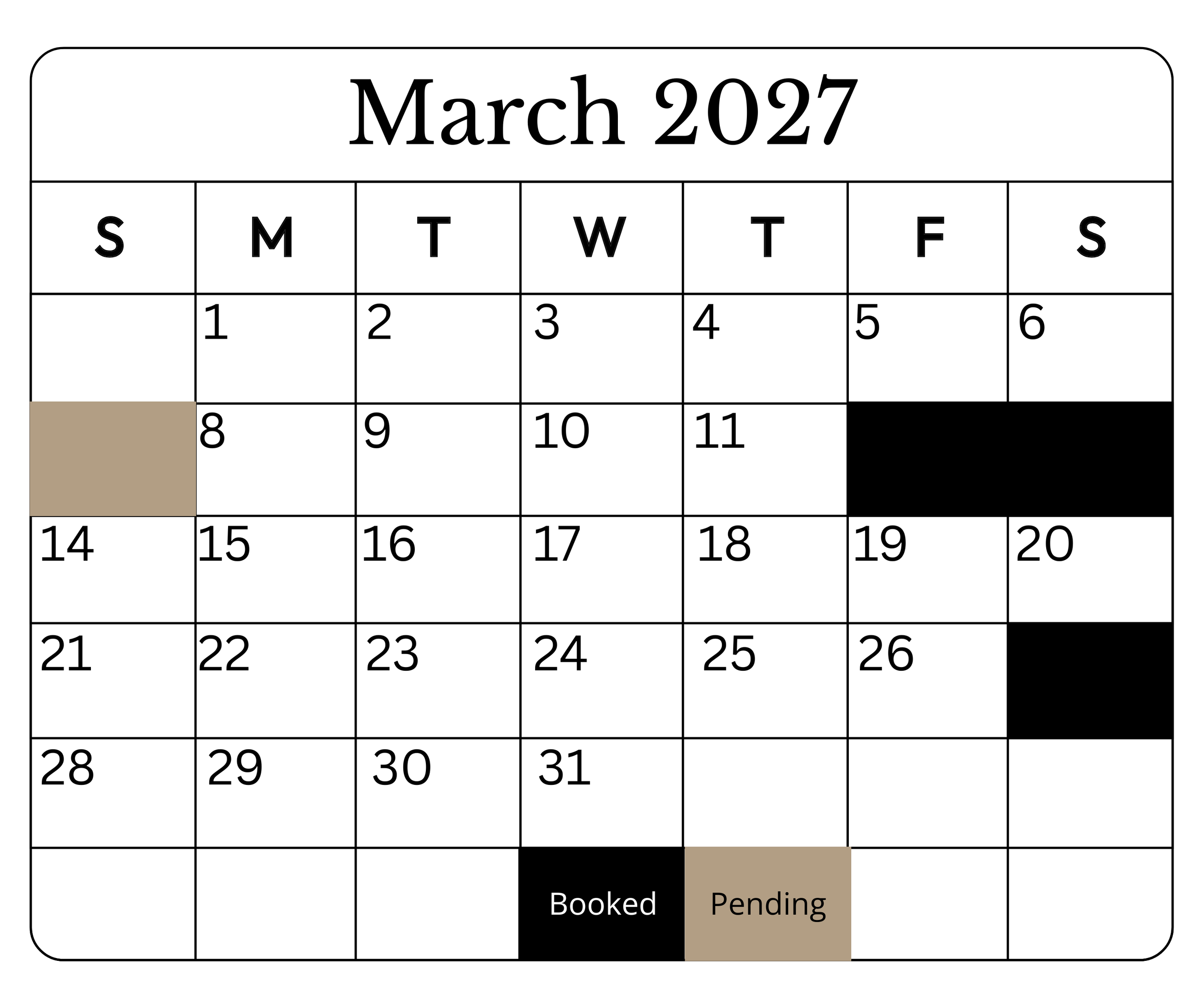March 2027 Availability