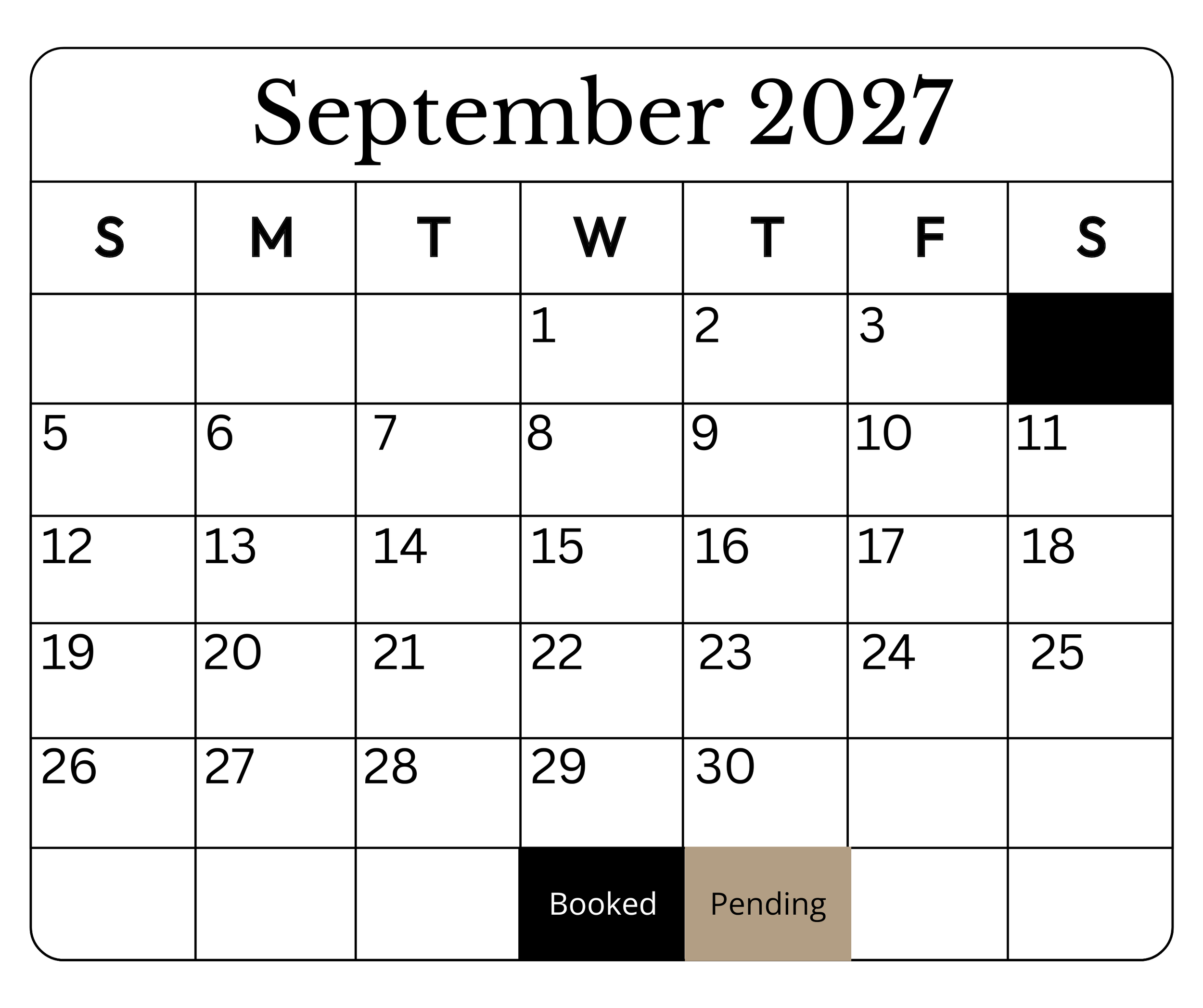 September 2027 Availability