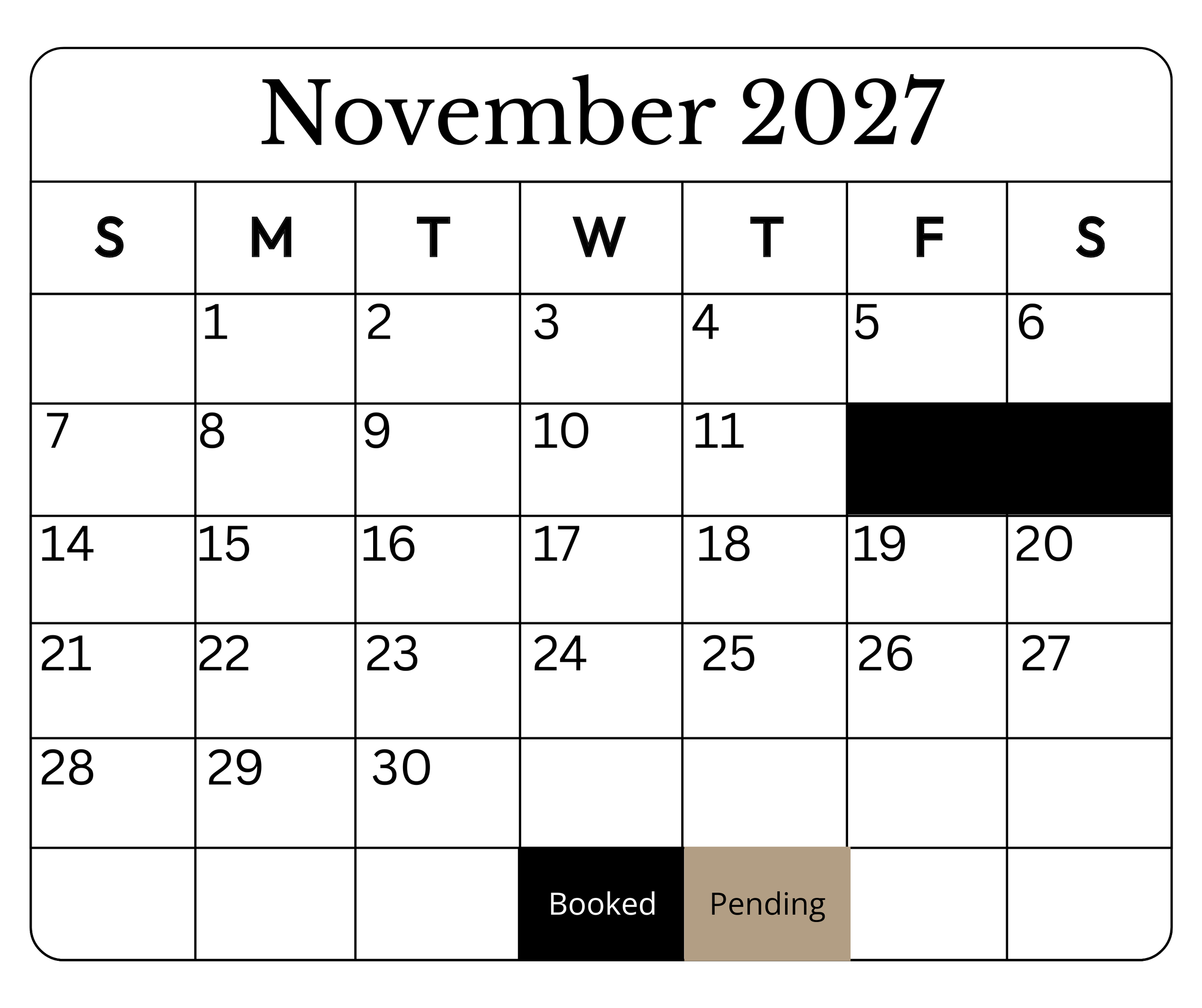 November 2027 Availability