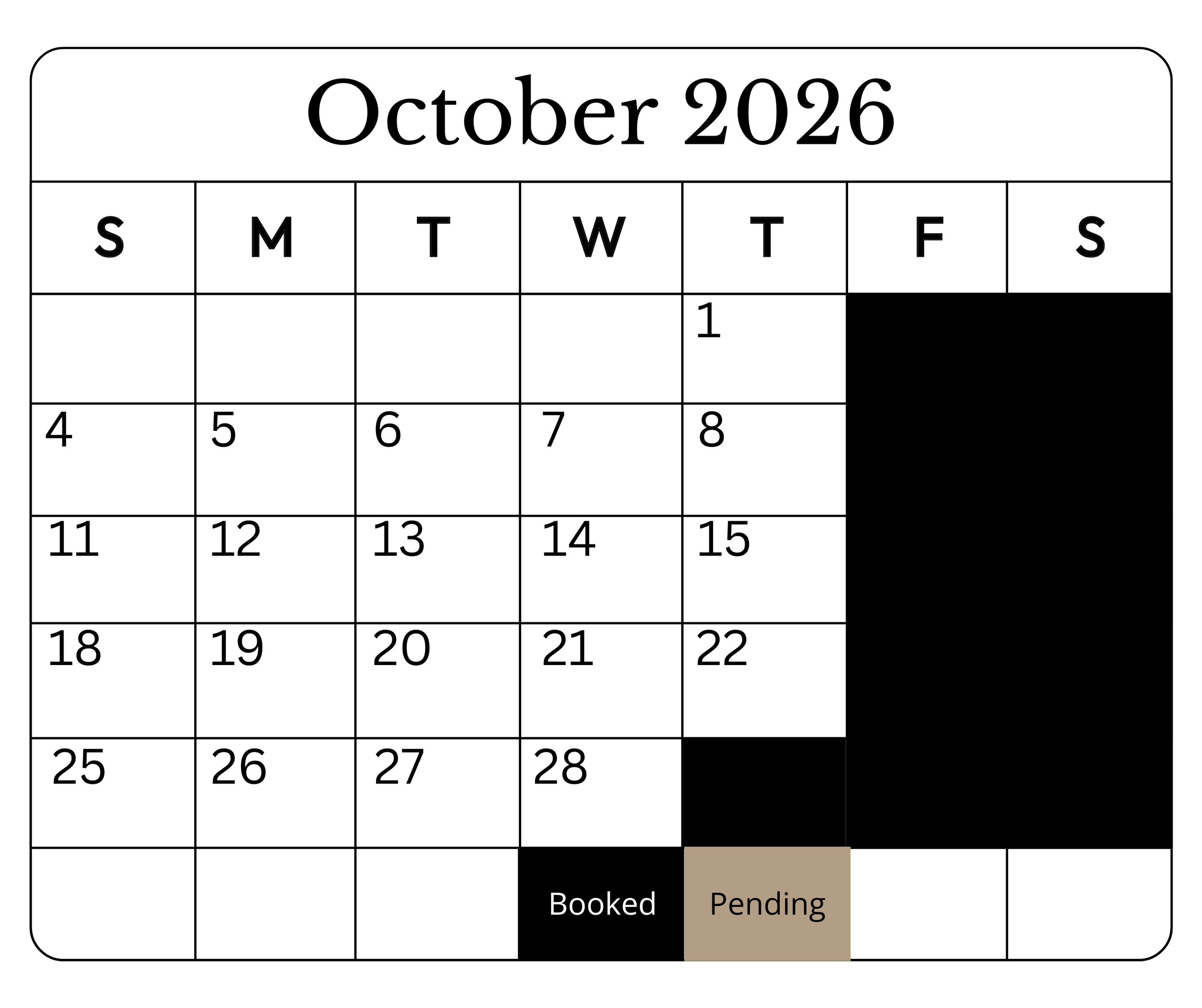 October  2026 Availability