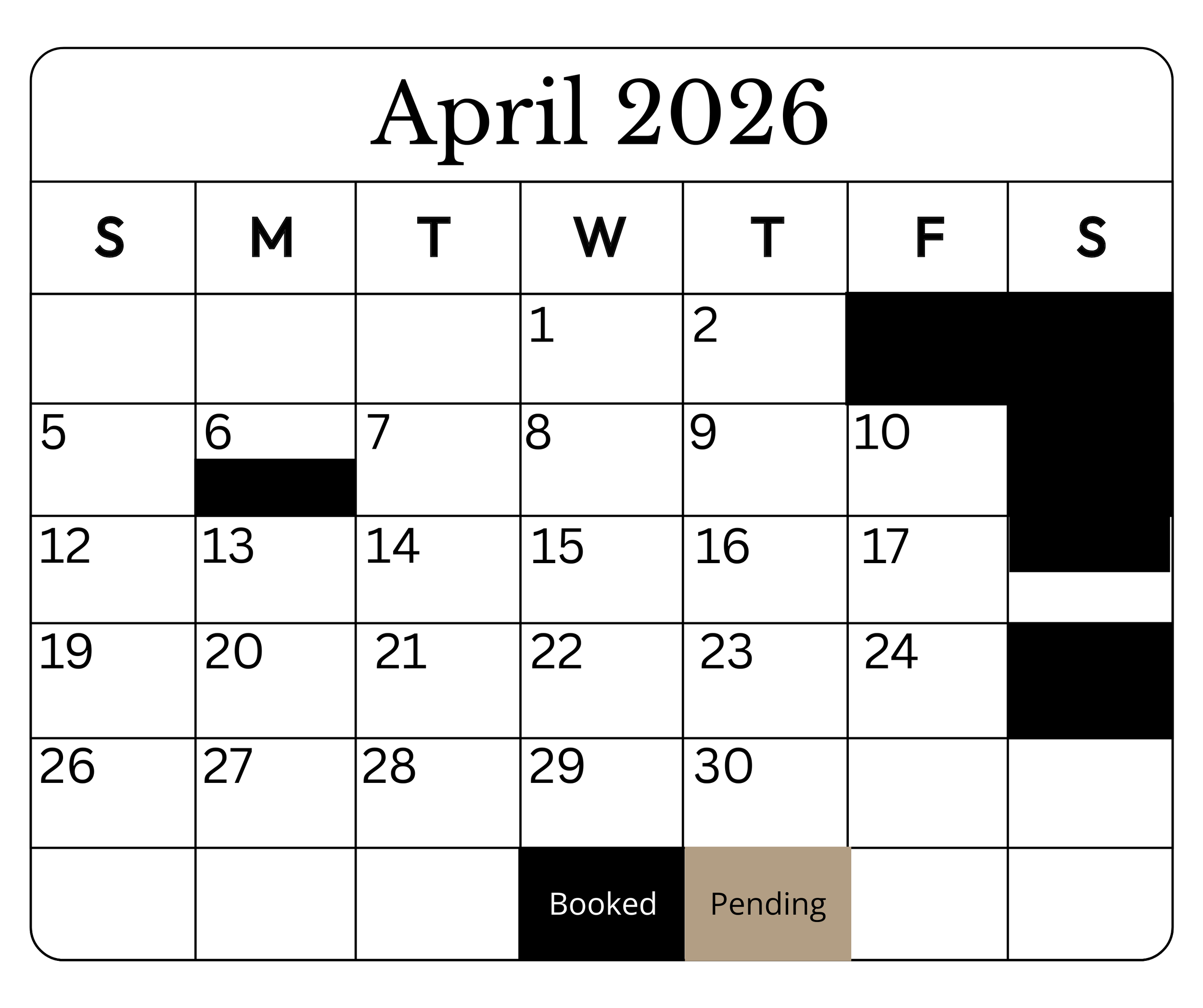 April 2026 Availability