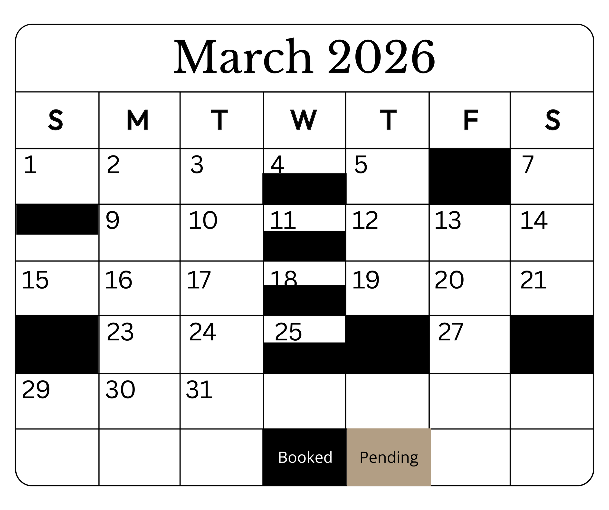 March 2026 Availability
