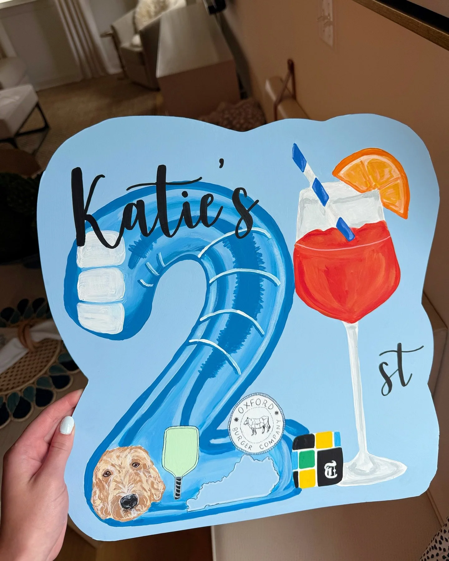 @katieggiles 21st sign!! The cutest person and sign!!💙

#21stbirthday #21stsign
#paintedsign #custom21sign #painting #birthdaysign #handpaintedsigns