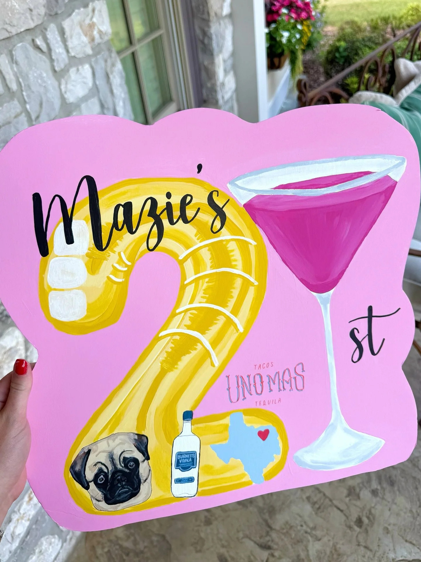 @maziemcgoldrick 21st sign!!🩷 

Spots are limited for this fall&mdash;DM me to get your name down for any banner, sign, bottle, etc!

#21stbirthday #21stsign
#paintedsign #custom21sign #painting #birthdaysign #handpaintedsigns