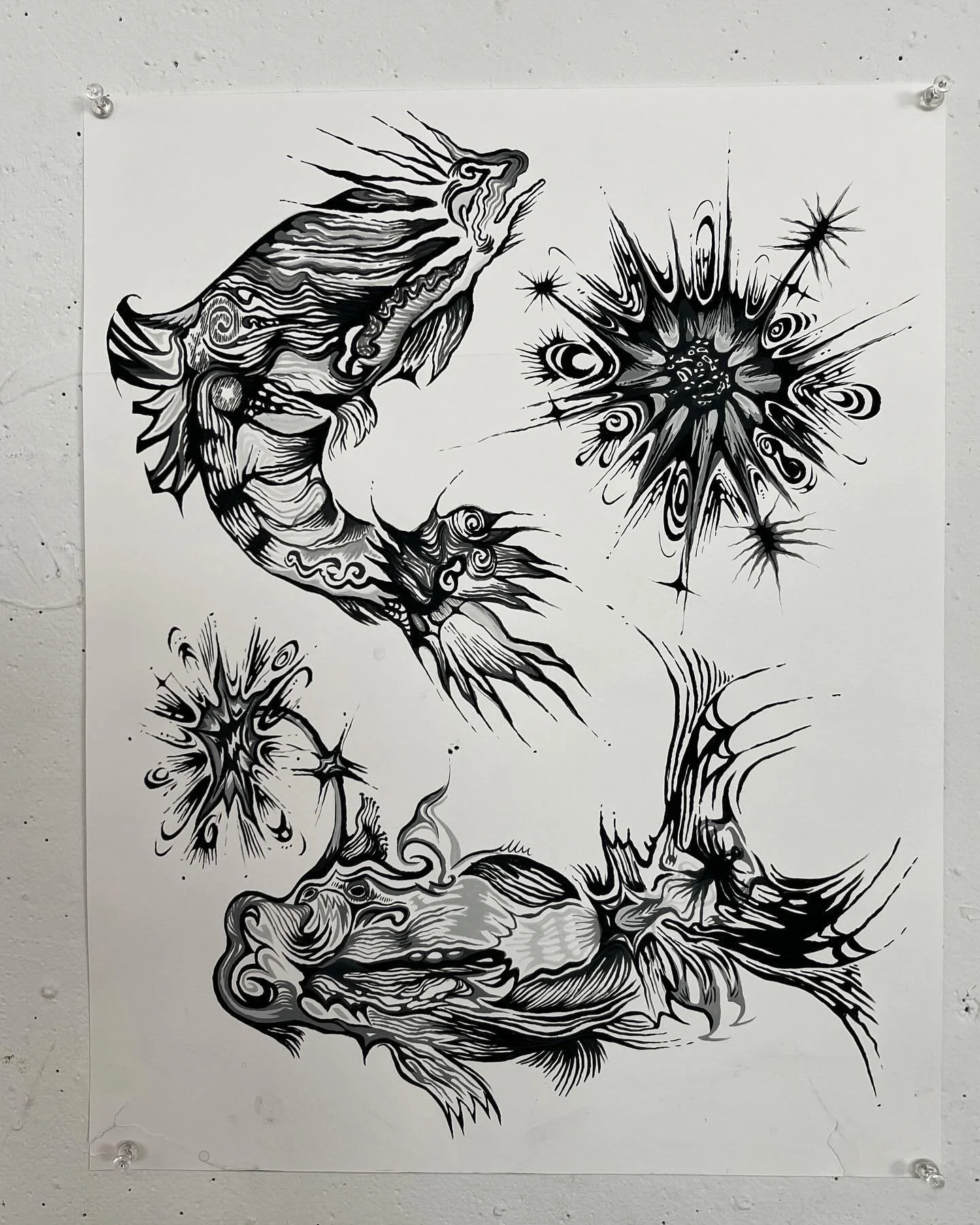 old design guache and paper studies