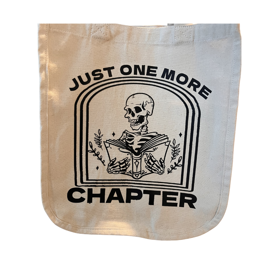 Just One More Chapter Canvas Tote
