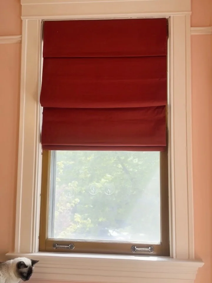 The Drapery Workroom at Bloom &amp; Co. has done it again! ❤️ Custom motorized Roman shades in designer fabric for our Andersonville client.