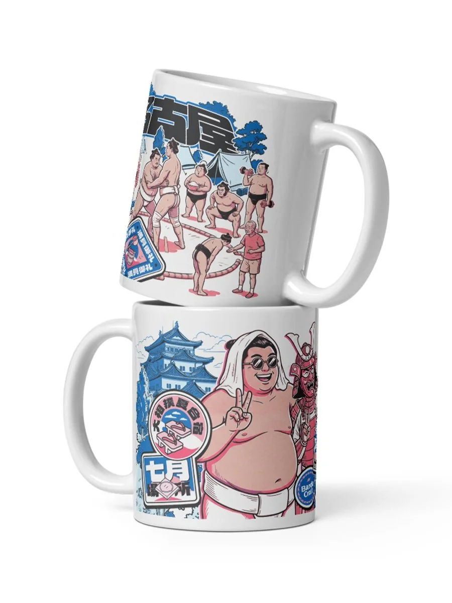 Nagoya July Sumo Tournament sumo tournament mug Japanese grand sumo basho white mug sumo wrestling fan merch bardo craft bdcmma