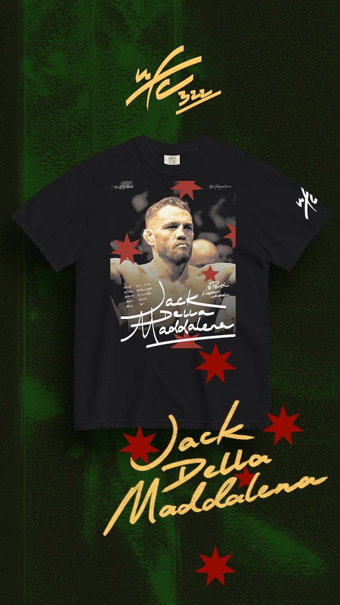 jack della maddalena ufc t shirt mma fighter apparel ufc welterweight tee mixed martial arts fan gear ufc fight night clothing merch collectible ufc fan apparel