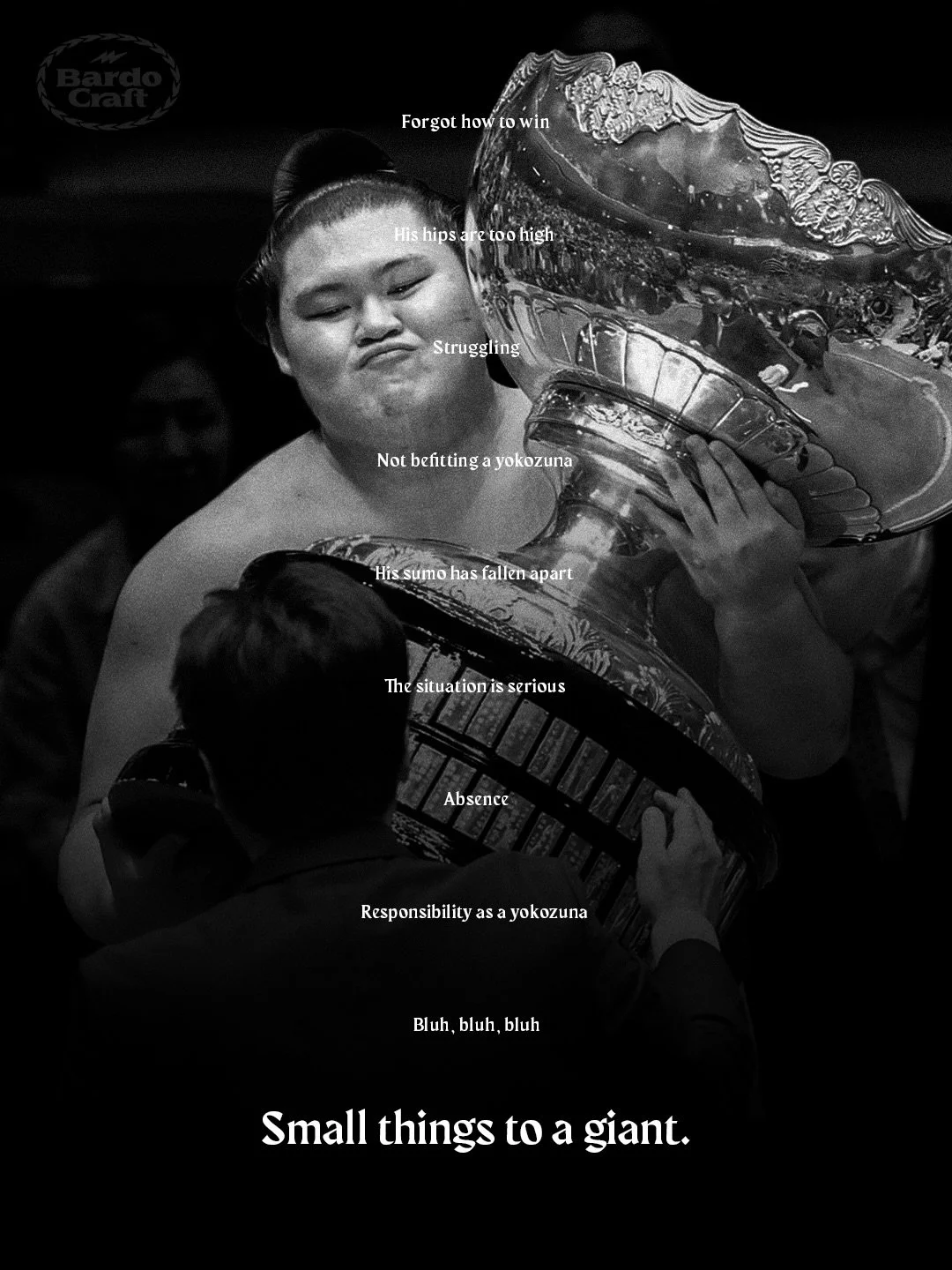 Small things to a giant.
 #大の里 #優勝 #千秋楽 #大相撲&nbsp;#bardocraft