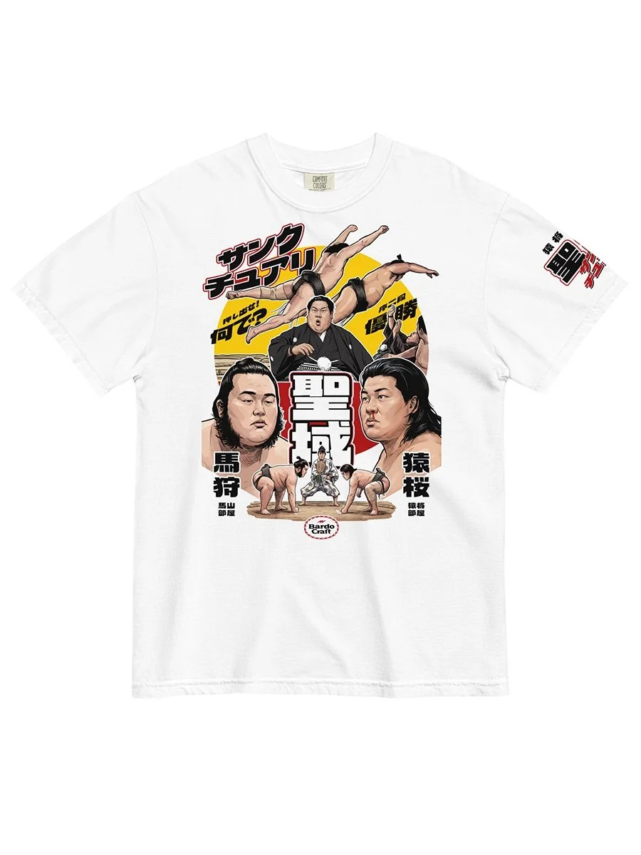 Sanctuary sumo netflix series shirt Sanctuary Japanese sumo netflix drama white graphic tee sumo wrestling fan apparel Japanese TV series shirt sumo culture shirt bardo craft bdcmma.jpg