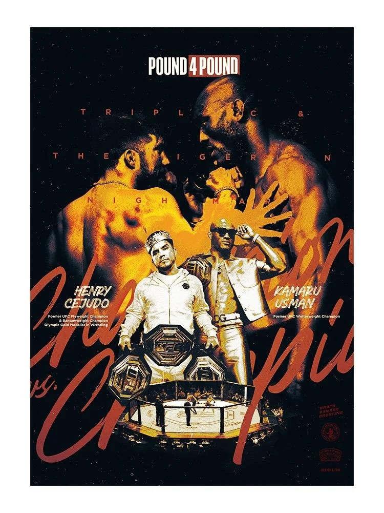 Pound 4 Pound Merch Tshirt UFC Kamaru Usman Henry Cejudo MMA podcast show Combat sport champion podcast show mma fighter bdcmma brain damage creative poster mixed martial art collectible entertainment