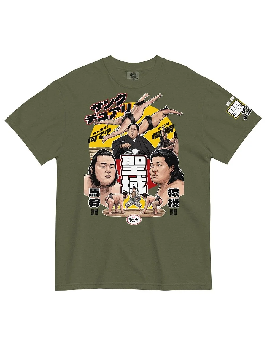 Sanctuary sumo netflix series shirt Sanctuary Japanese sumo netflix drama green graphic tee sumo wrestling fan apparel Japanese TV series shirt sumo culture shirt bardo craft bdcmma.jpg