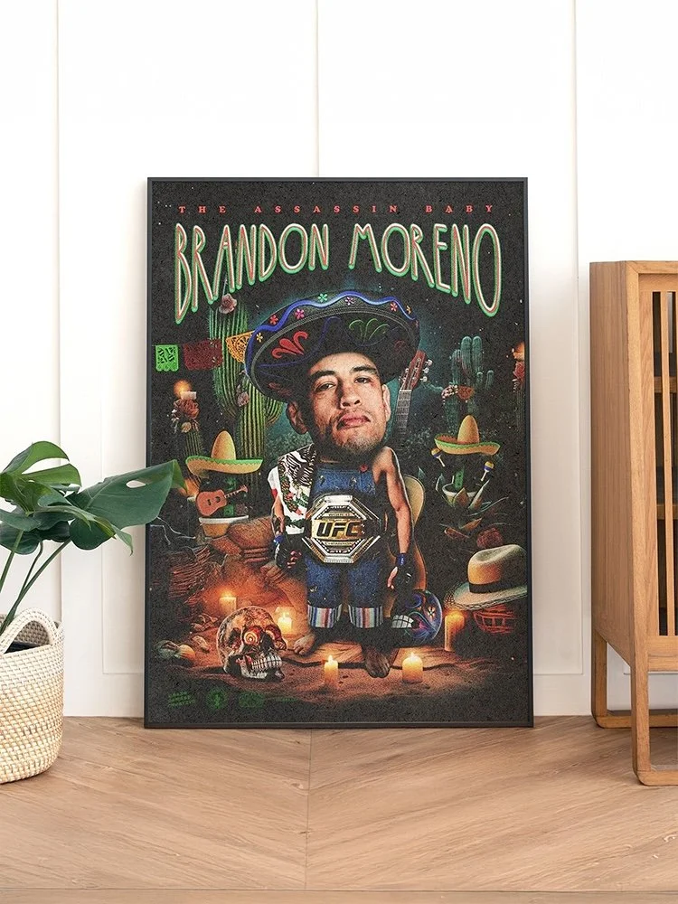 Brandon Moreno UFC merch mexican fighter Flyweight champion poster mma mixed martial art muay thai kickboxing combat sport bdcmma brain damage creative