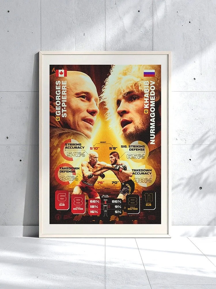 Georges St-Pierre Khabib Nurmagomedov Poster UFC Merch Canadian Russian fighter mma mixed martial art muay thai kickboxing combat sport bdcmma brain damage creative