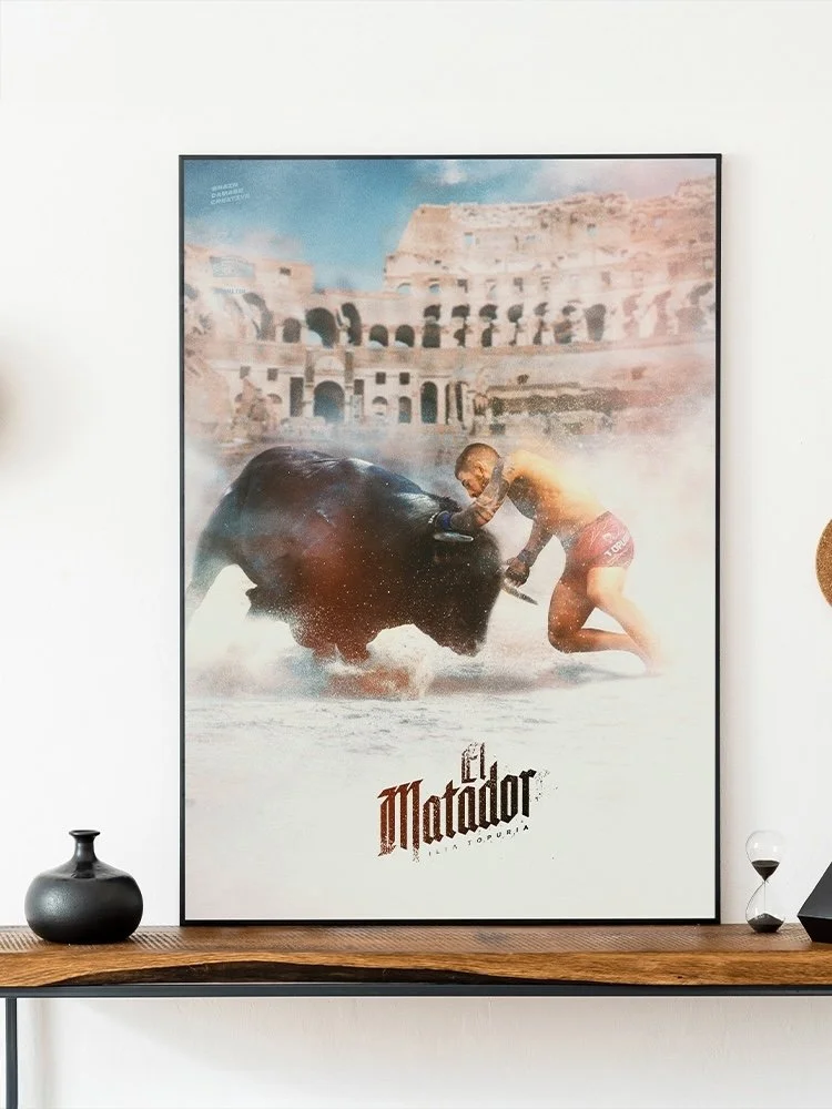 Ilia Topuria El Matador UFC tshirt hoodie merch mma Georgia Spain boxing striking poster mixed martial art collectible workout apparel knockout bdcmma brain damage creative trading cards lightweight