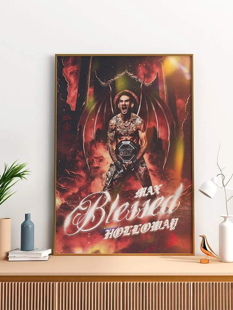 max holloway Merch poster UFC blessed knockout lightweight champion hawaii striking mma fighter bdcmma brain damage creative Waianae bmf mixed martial art collectible combat sports training boxing