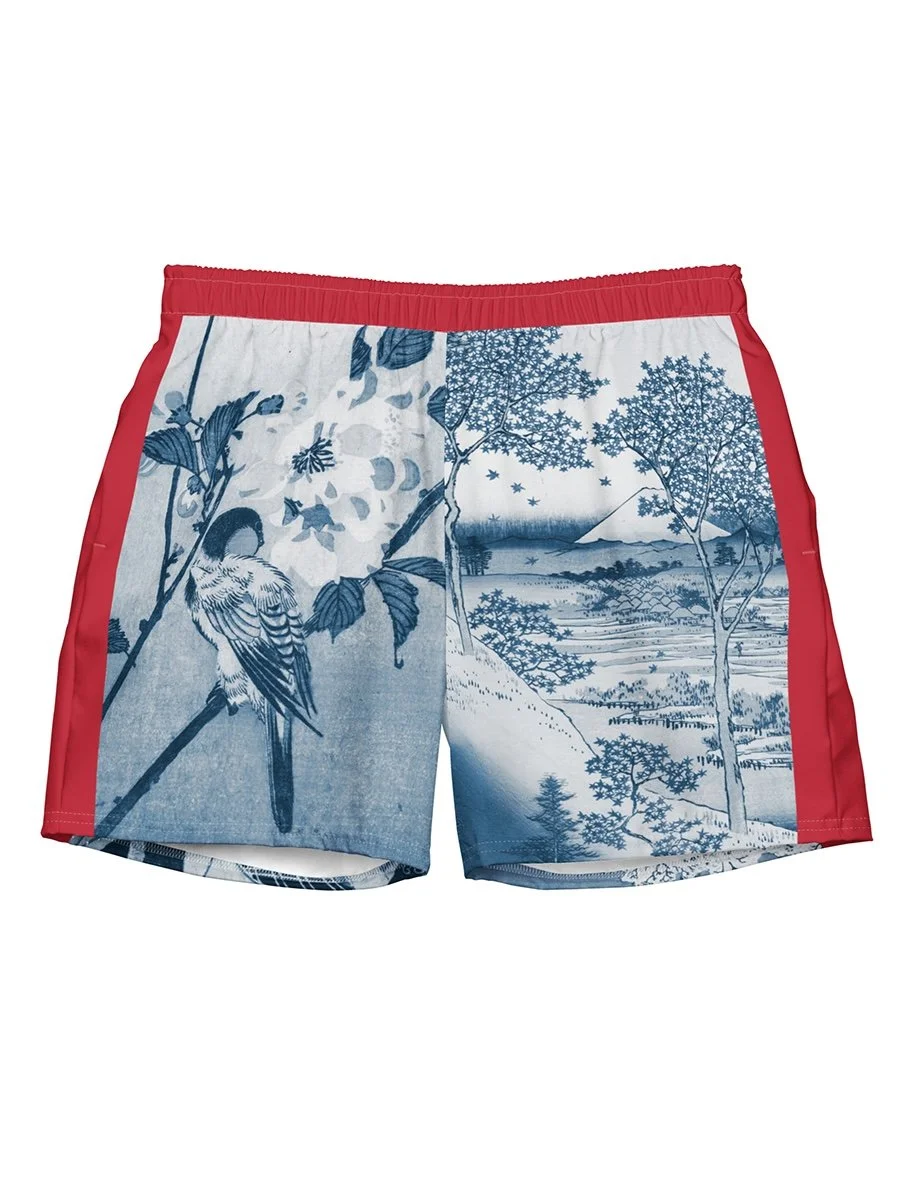 mount fuji ukiyoe swim trunks japanese wave swim shorts mt fuji ukiyoe style beach shorts japan art swimsuit men great wave style summer swimwear 富士山 浮世絵 水着 日本 伝統 アート 海パン ビーチ ショーツ メンズ