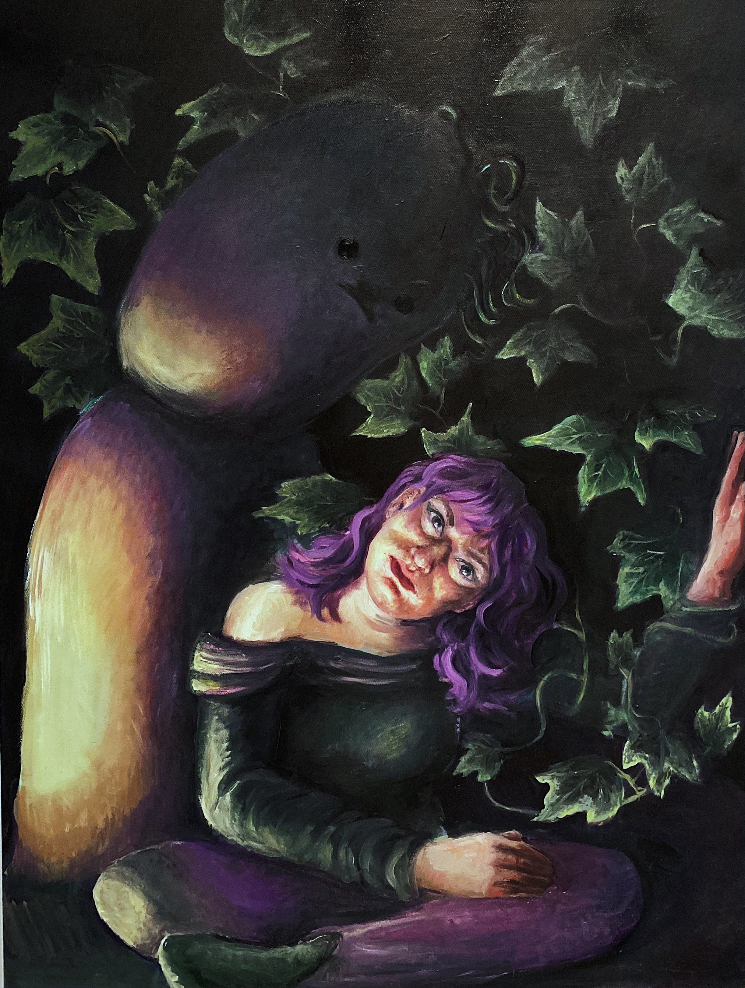 “I’m not Afraid of My Own Shadow”
Oil and Oil pastel on canvas
30’’ x 40’’
2022