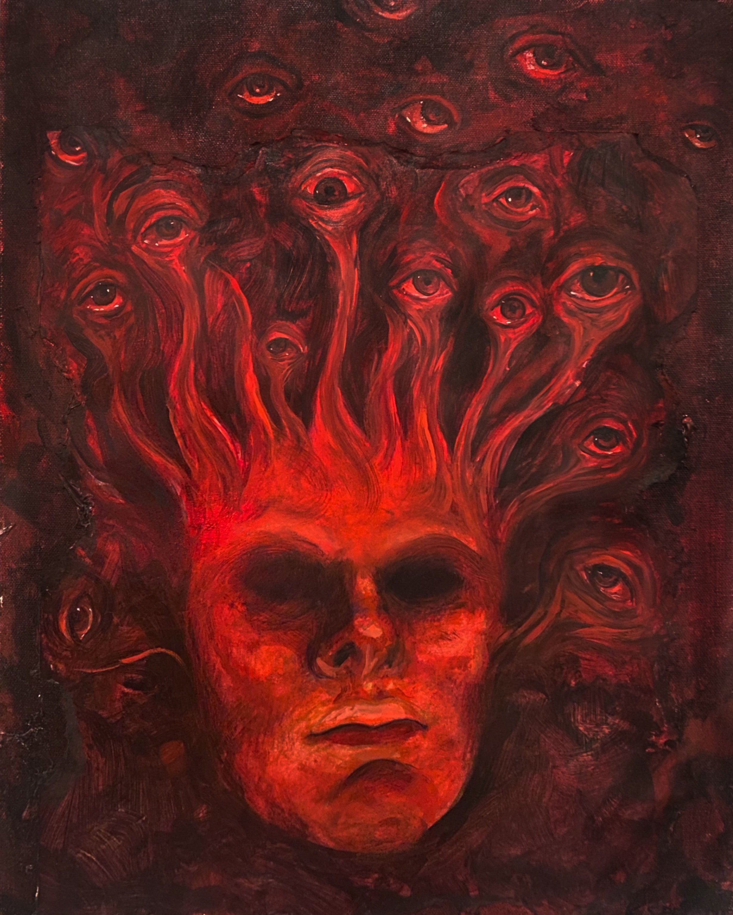 “My Eyes Are Up Here”
Mixed media on canvas
16in. x 20in.
2023