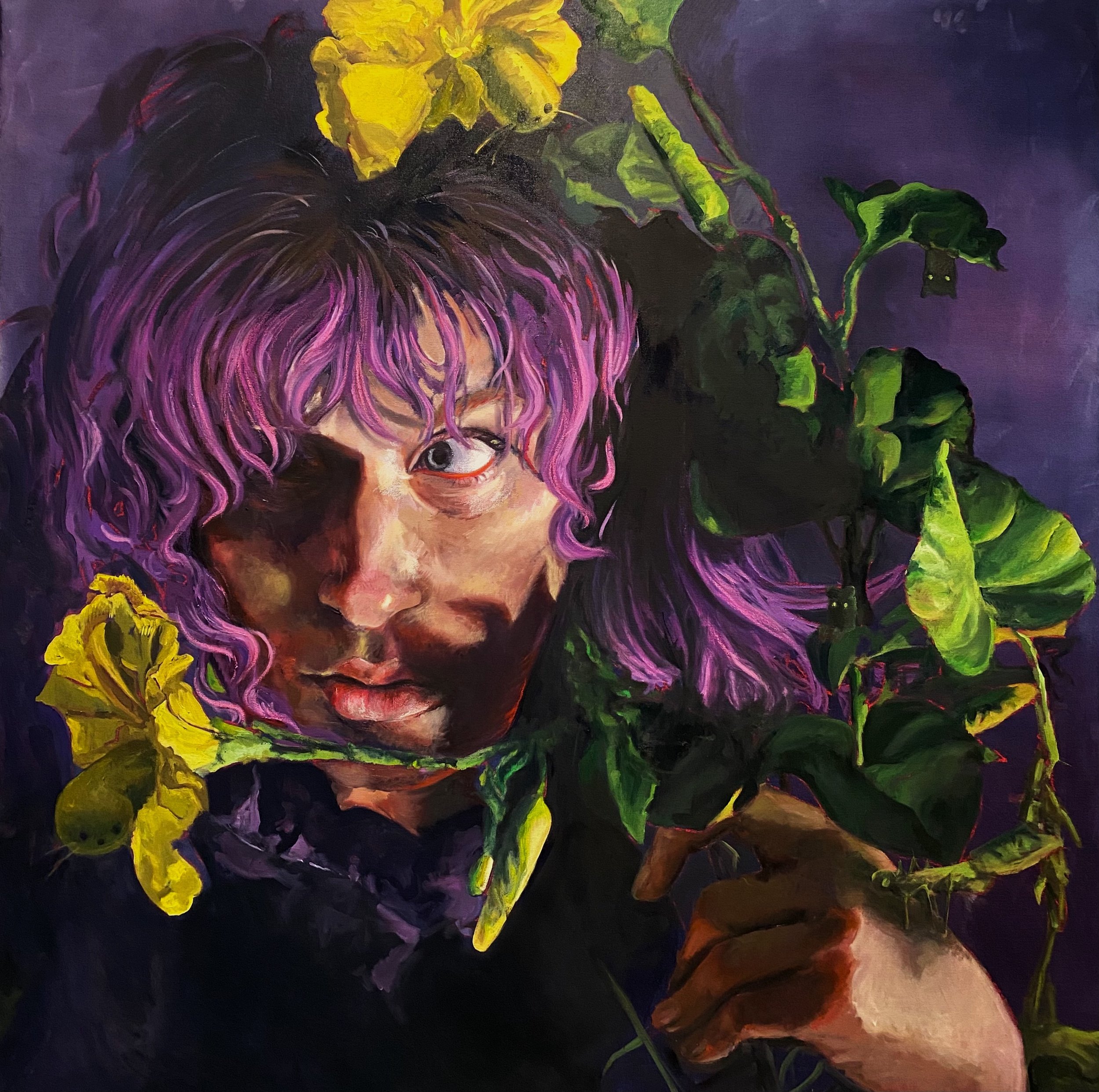 “You Can Learn A Lot from the Flowers”
Oil and Oil pastel on canvas
56’’ x 56’’
2022