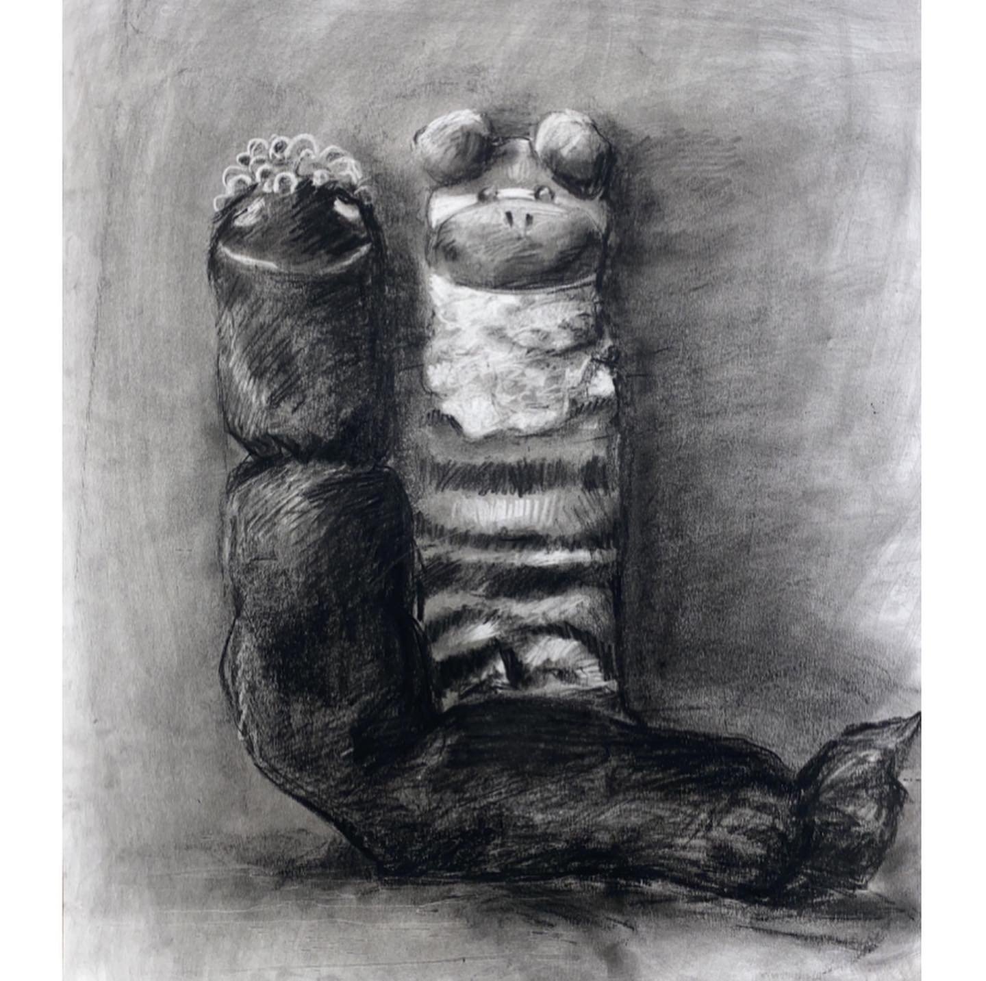 “Best Buds (1)”
Charcoal on paper
18’’ x 24’’
2022