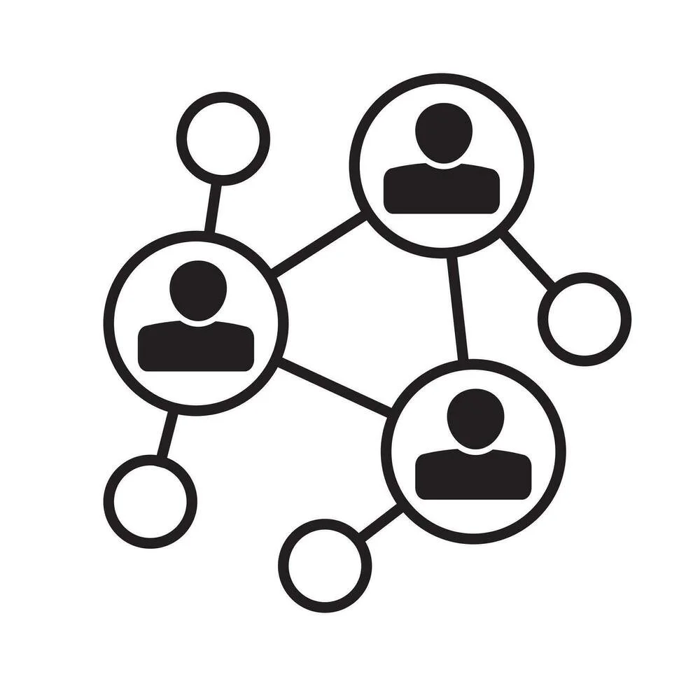Graphic of connected nodes used to symbolize networking.