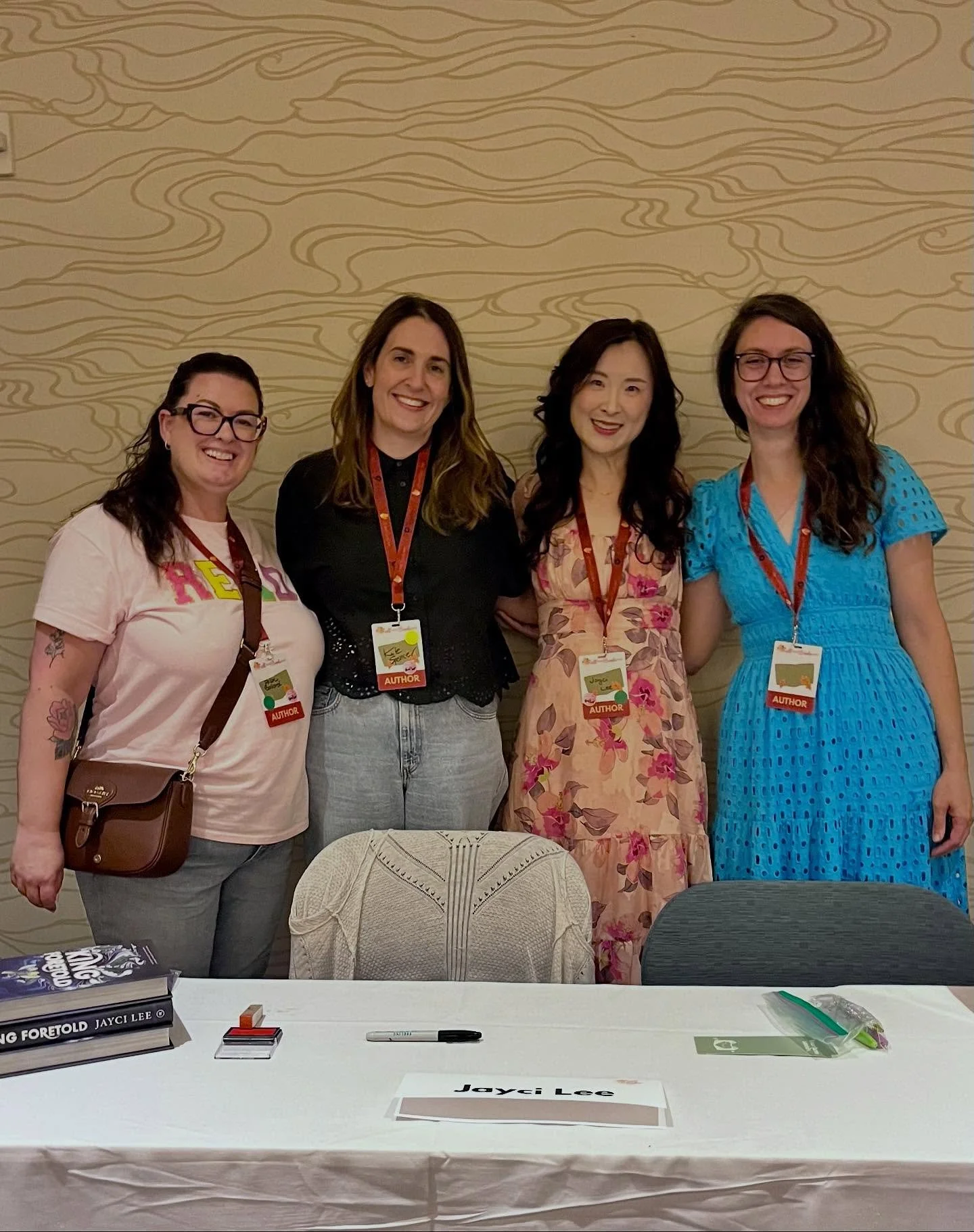 I had such a wonderful time at @fallintobooksfest yesterday! They sat
@katespencer @elissa_sussman @falonballard and me all in the same row. Go SoCal romance authors! And I finally met the amazing @cblee_cblee in person! Yay!
I also met so many love