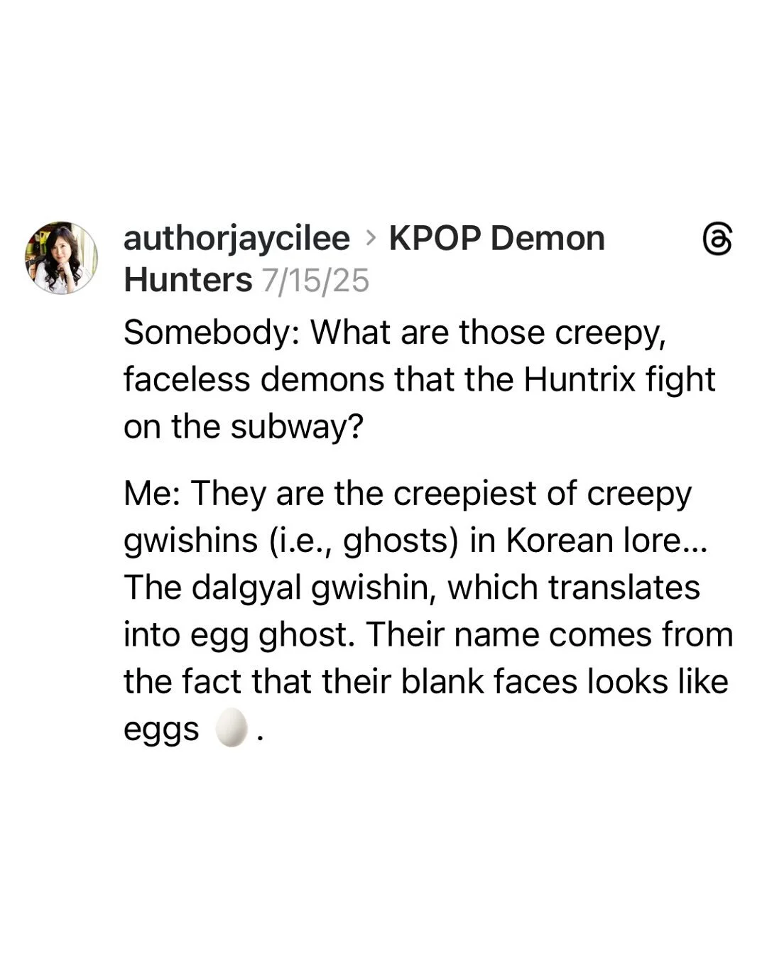 Who’s the scariest demon of them all?
Egg ghosts!!!! 😨😨😨
And the #kpopdemonhunters geniuses made them even creepier! Welp.
#authorlife #authorsofinstagram #korea
