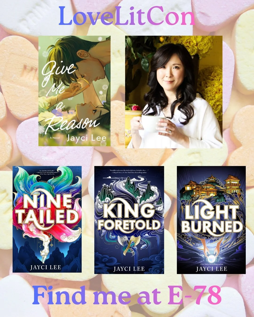 I&rsquo;ll be at @lovelitcon this weekend, and boy, do I have some goodies for you!

I&rsquo;ll be giving away 6 physical ARCs of LIGHT BURNED at my table. It comes out on 4/14, and yes, the cover is stunning.

I also have NINE TAILED with fuchsia sp