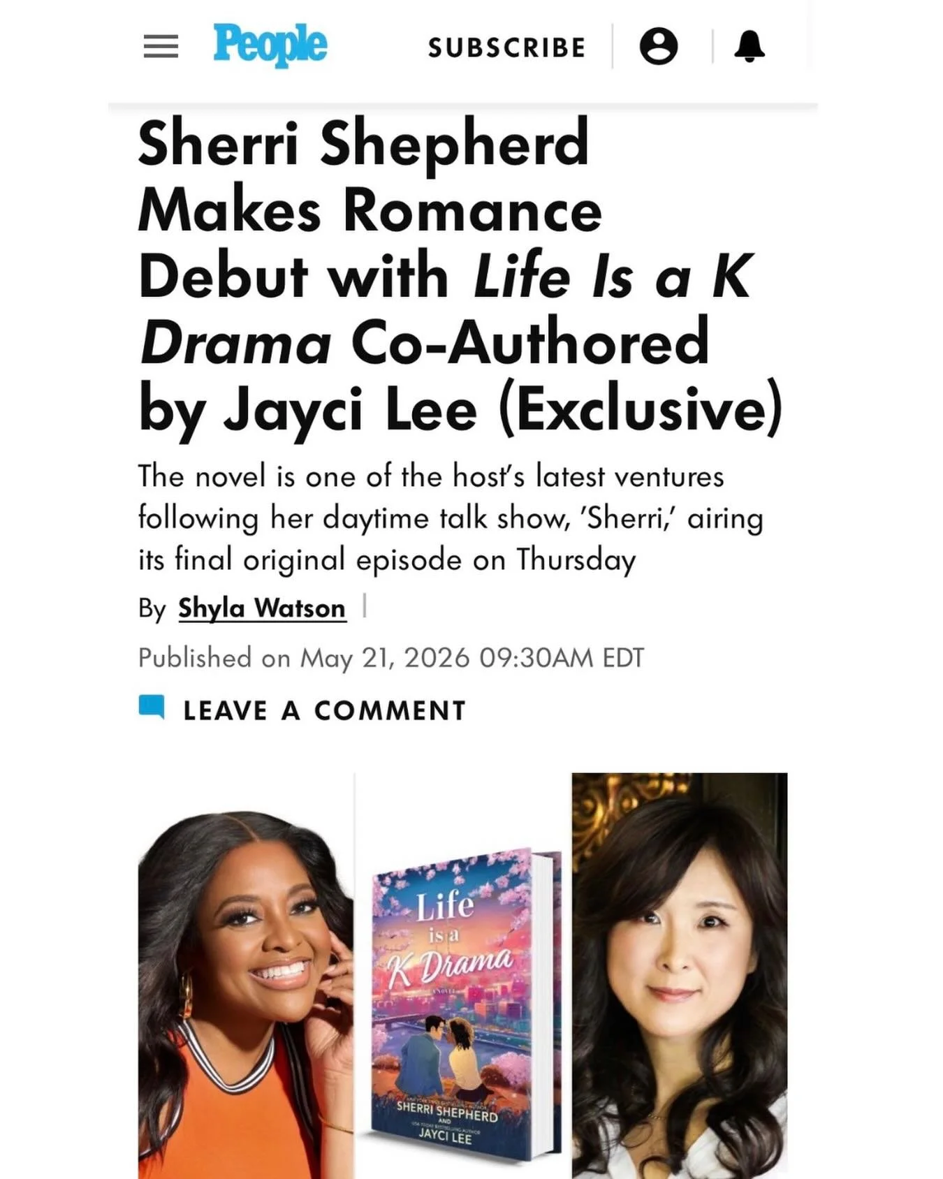 The last few days have been surreal with @sherrieshepherd revealing the cover of our book, LIFE IS A K DRAMA, on the final episode of her daytime talk show, and @people covering our book in this article. Woo!

Sherri and I have poured our hearts into