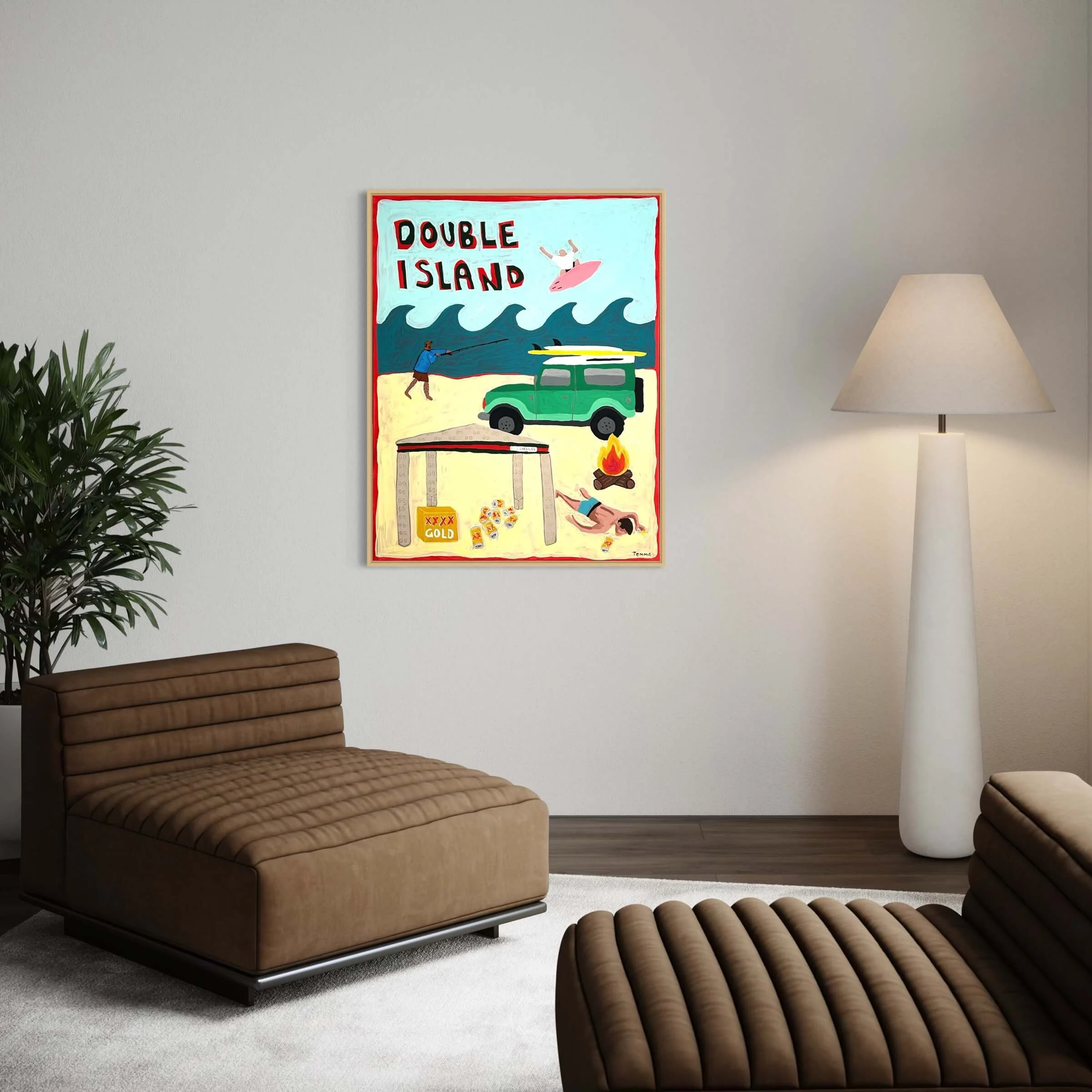 Australian art print of Double Island Point 4WD beach highway