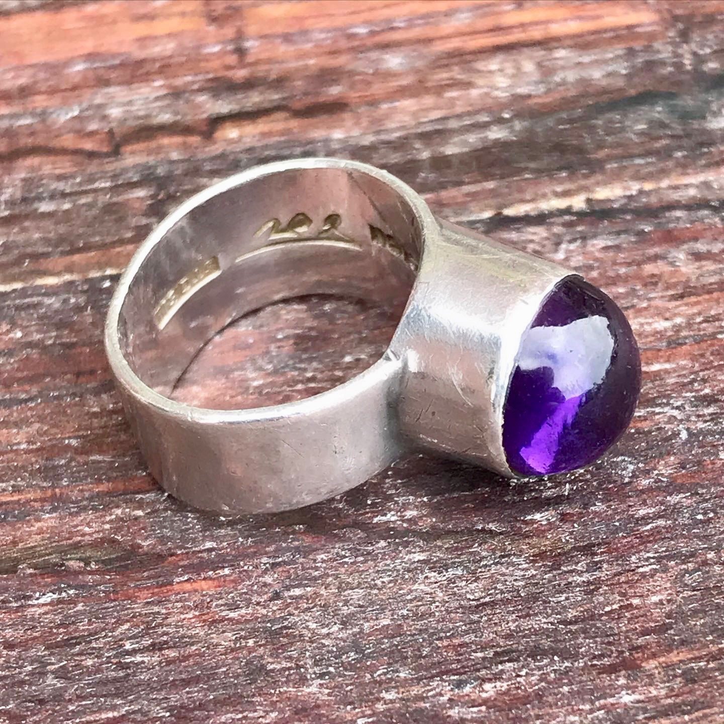 Scandinavian silver amethyst ring