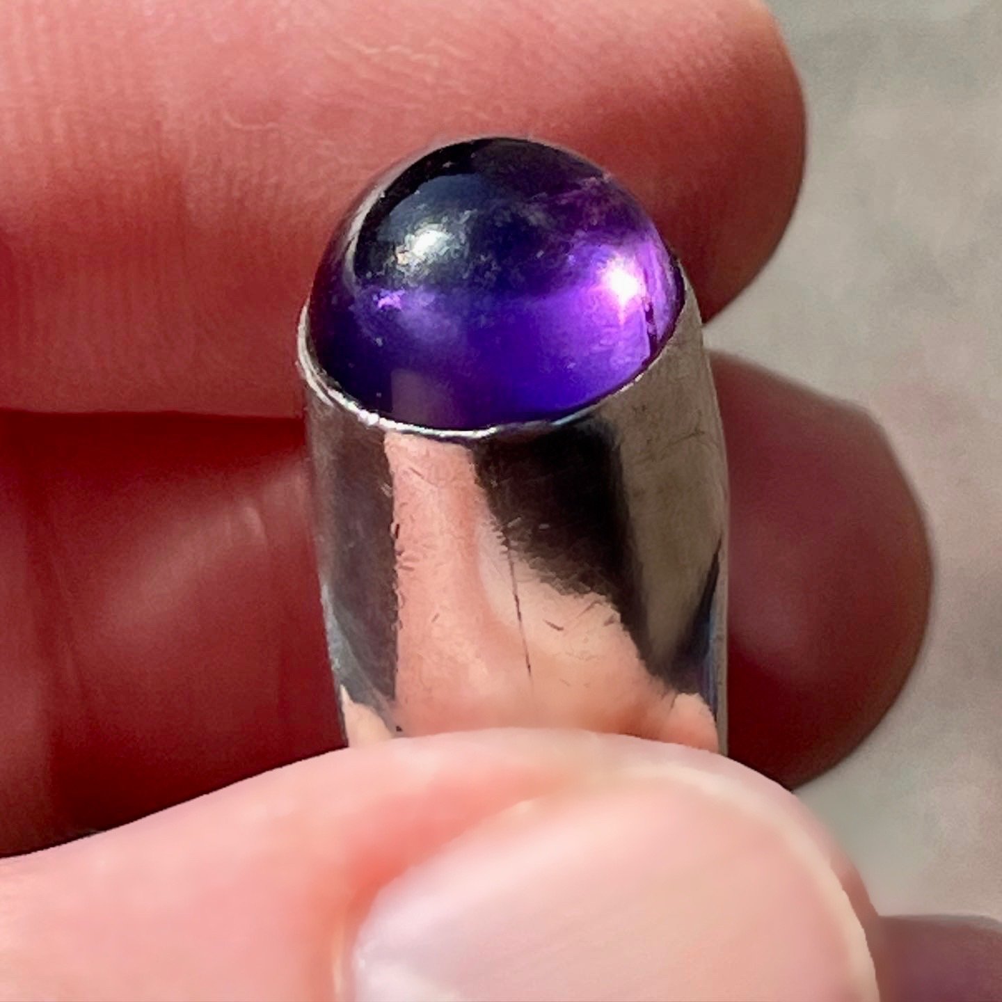 Modernist amethyst silver ring