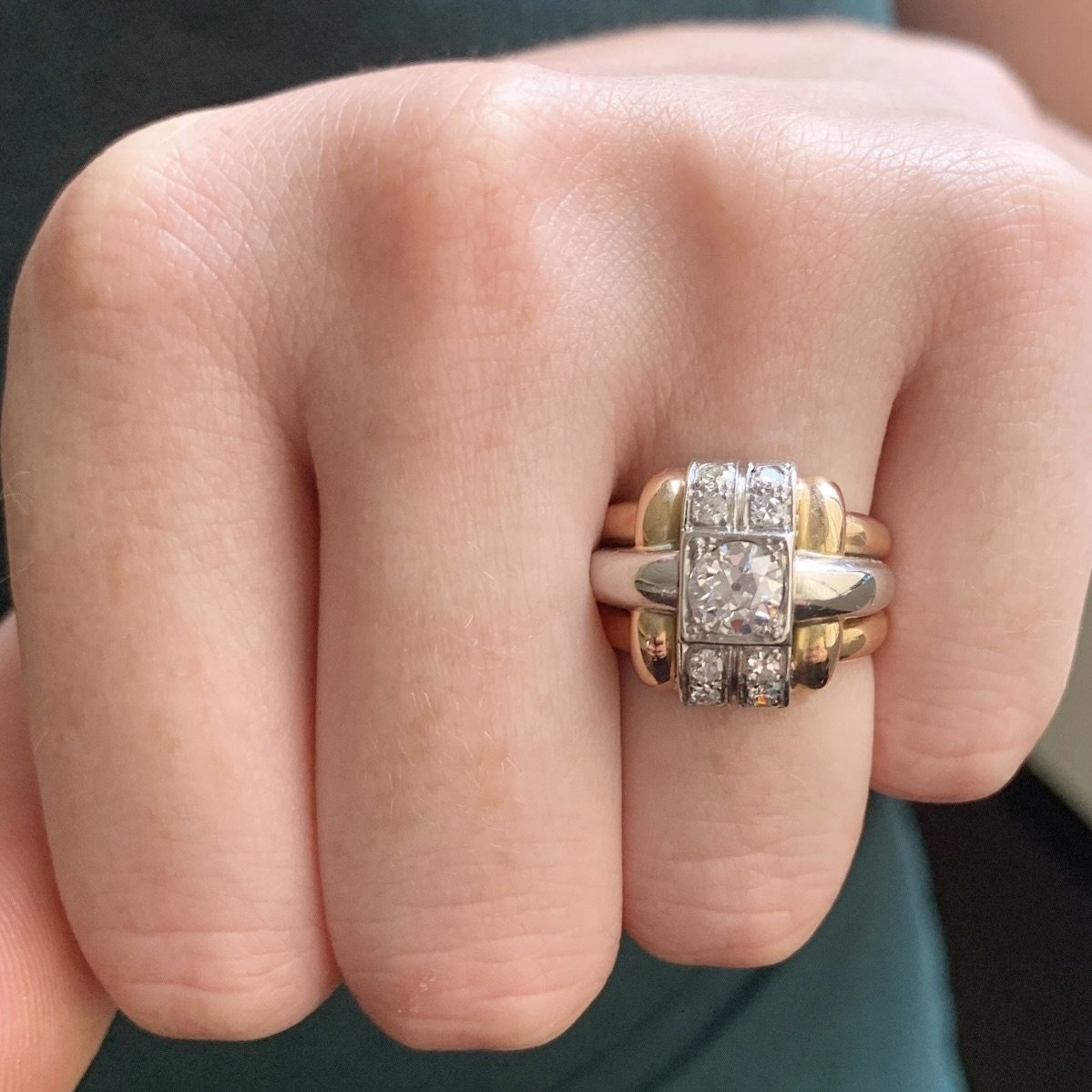 retro diamond tank ring