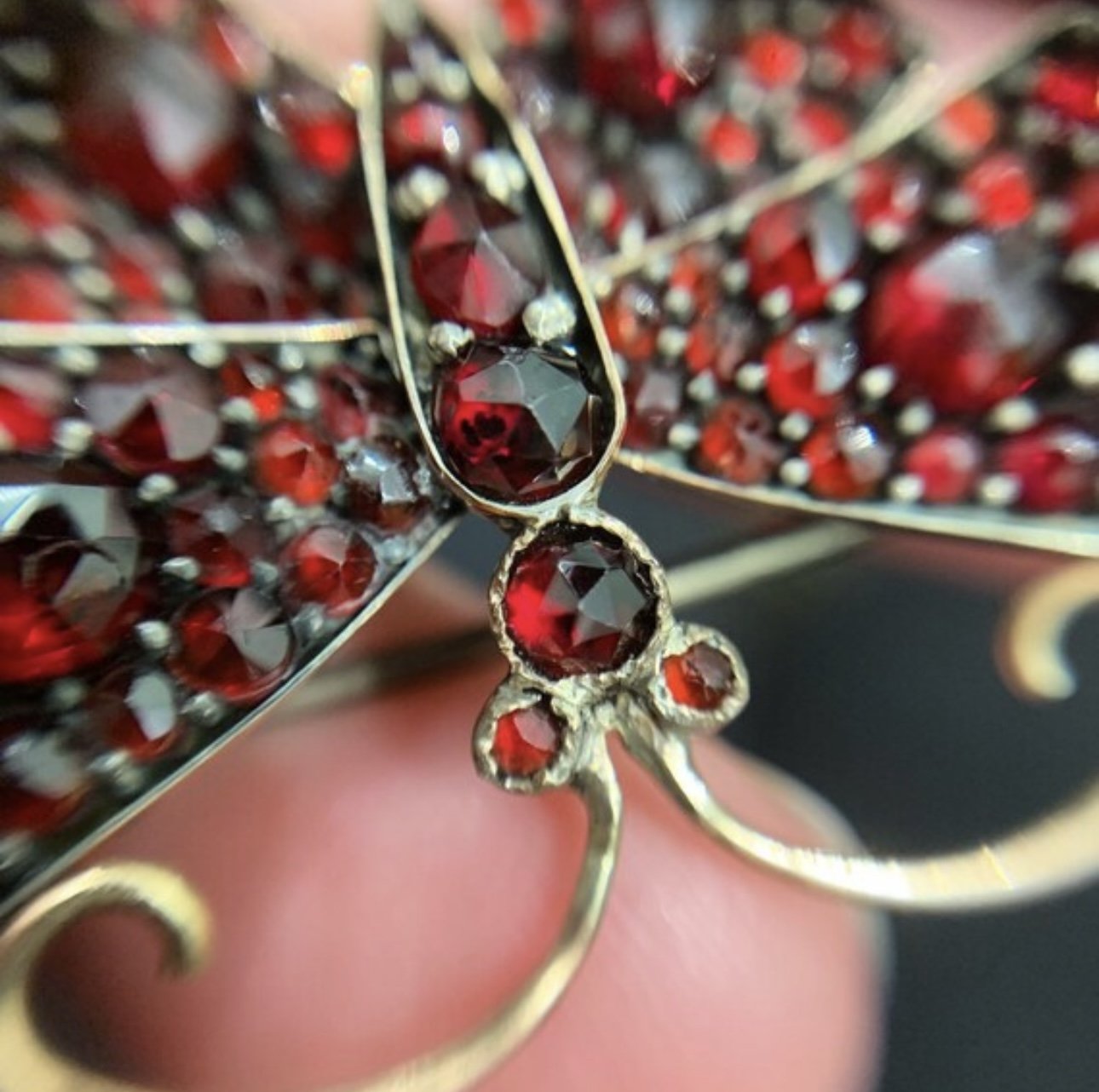 bohemian garnet butterfly brooch