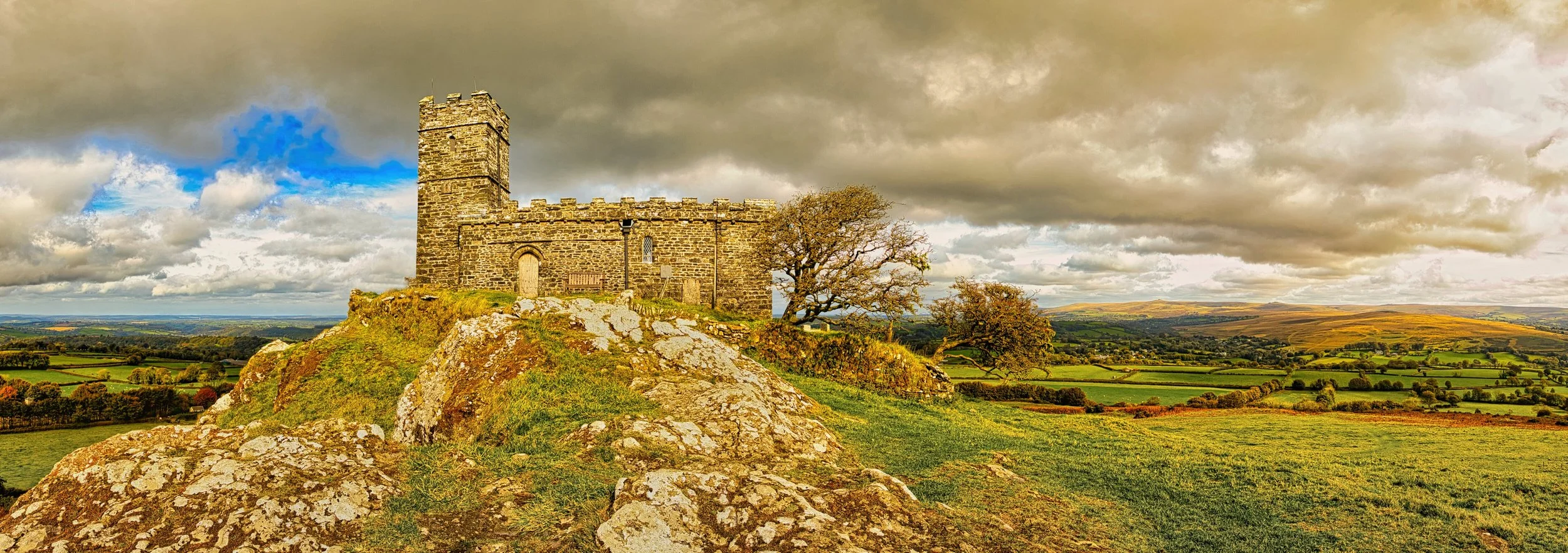 Brentor Church, Canvas Pano. Devon.