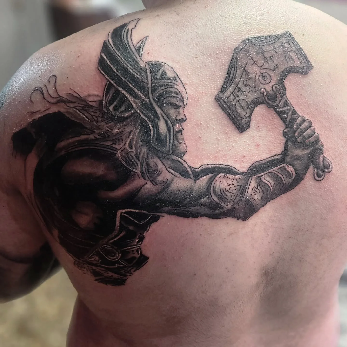 Start to this Nordic backpiece. Opening diary for April. Message wkth any enquiries

#tattoo #tattoos #tattooartist #inked #tattooart #ink #tattooideas #tattoodesign #tattooist #blackwork #blackandgreytattoo #instatattoo #realistictattoo #nordic #vik